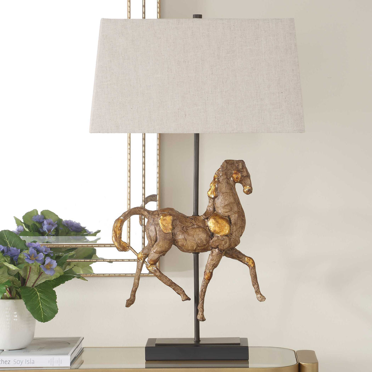 Thistleton Rectangular Gold Iron Table Lamp