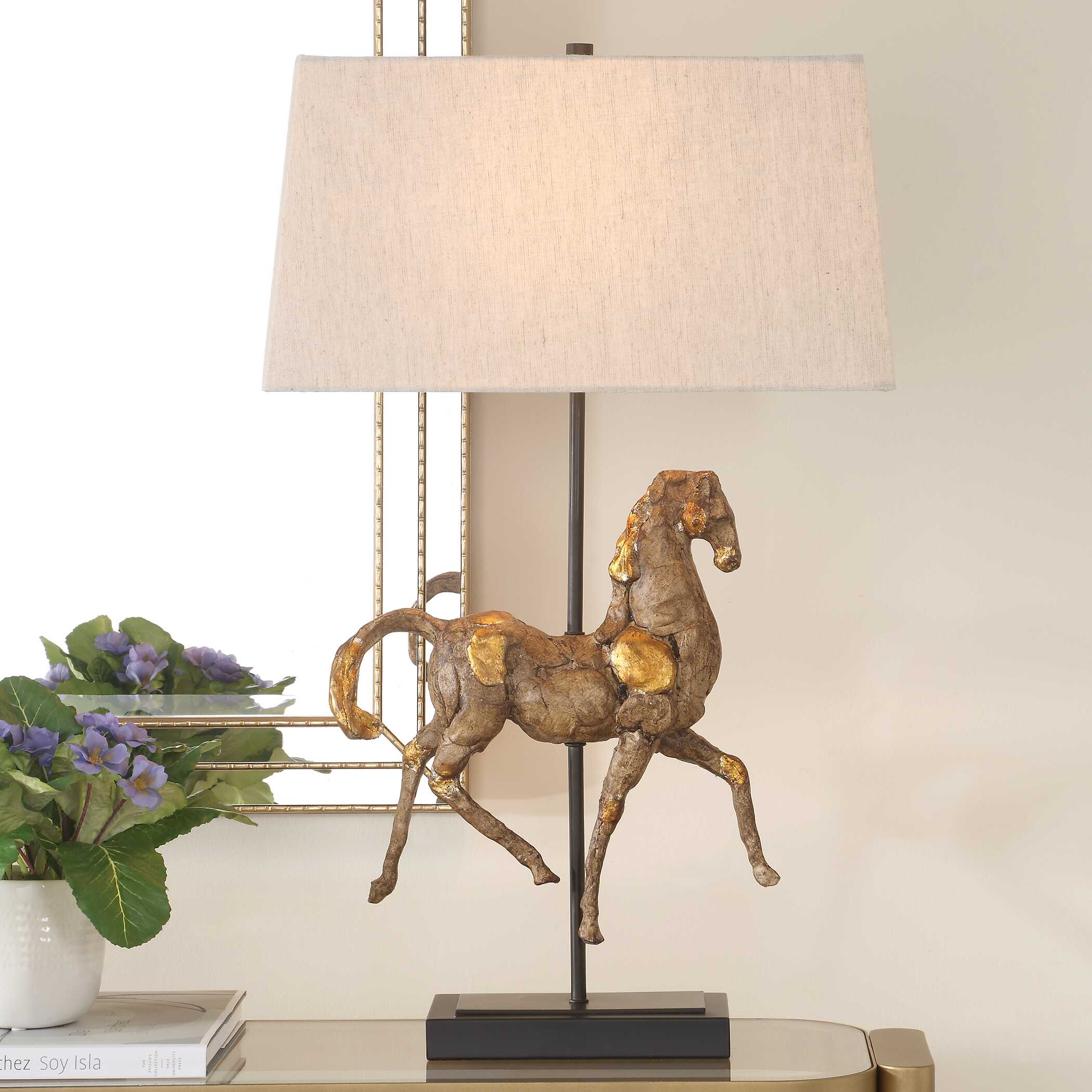 Thistleton Rectangular Gold Iron Table Lamp