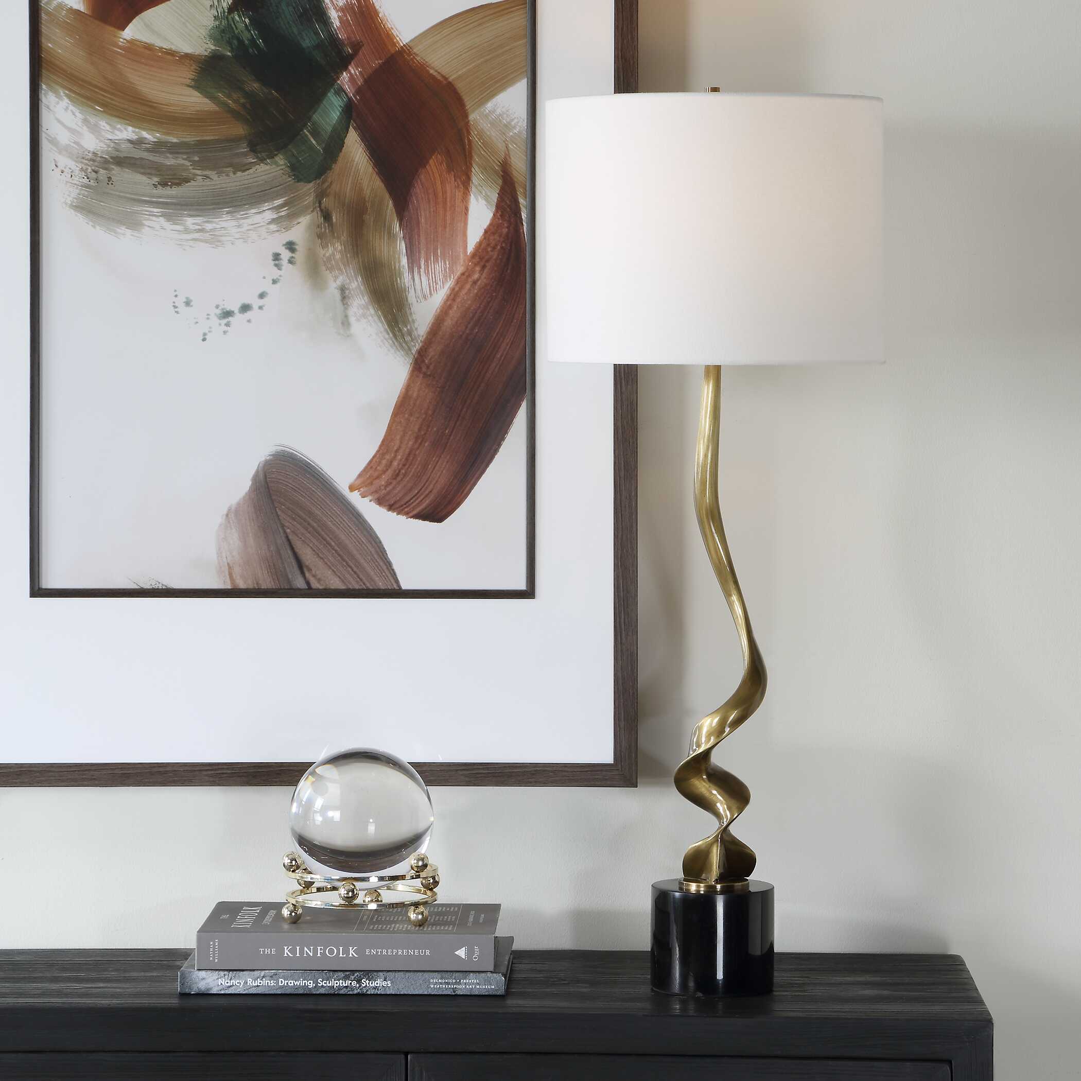 Uttermost Spiraling Cordless Brass Buffet Lamp
