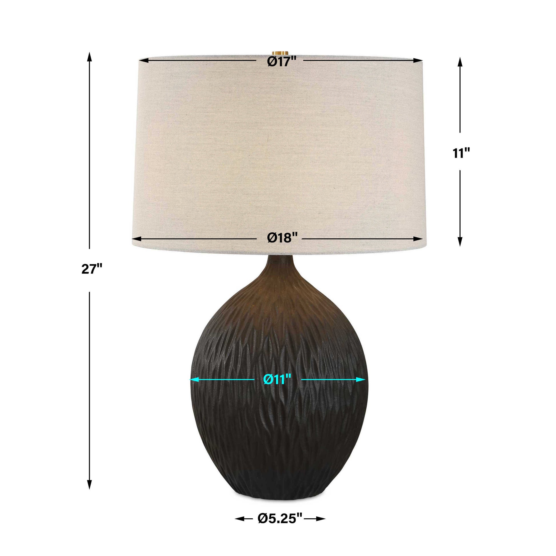 Uttermost Levee Satin Black Table Lamp