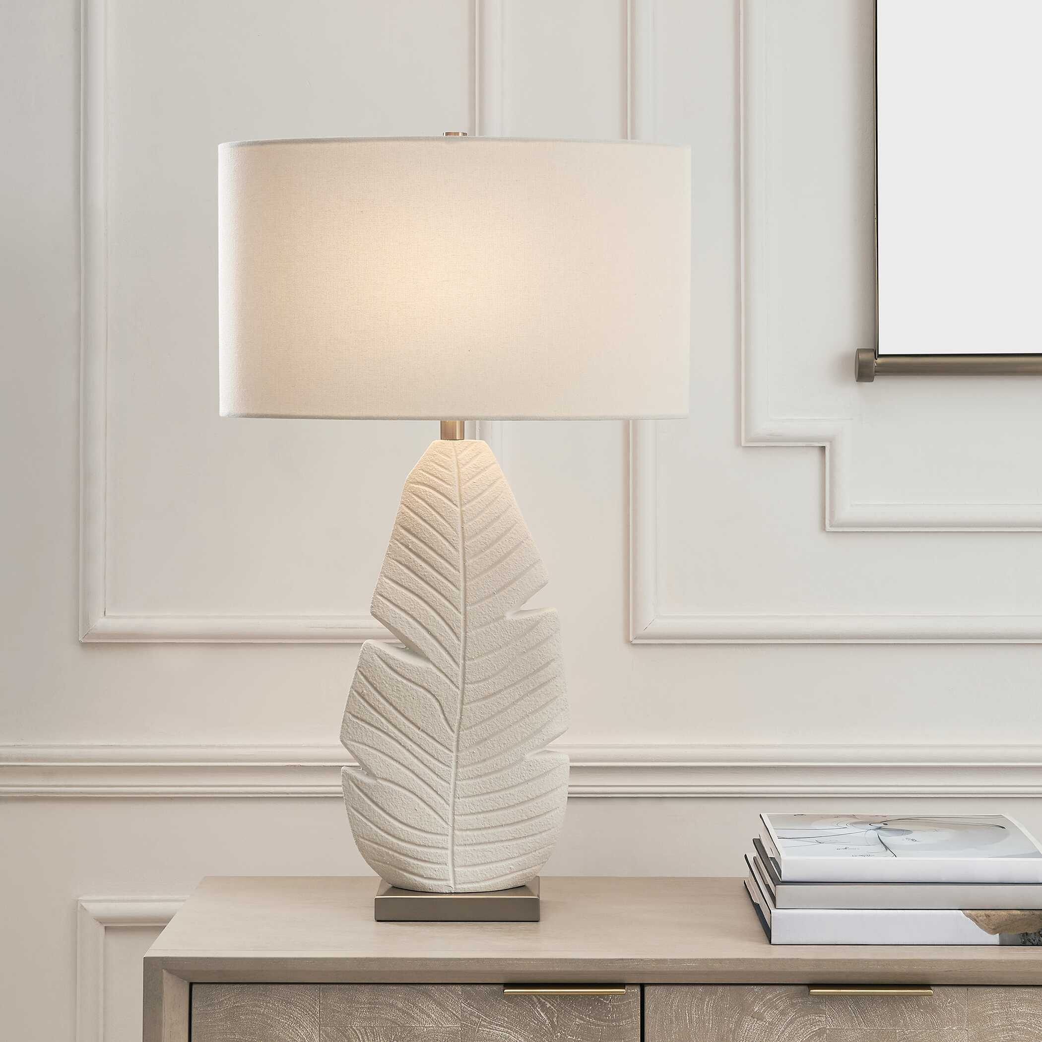 Uttermost Palm Leaf White Table Lamp