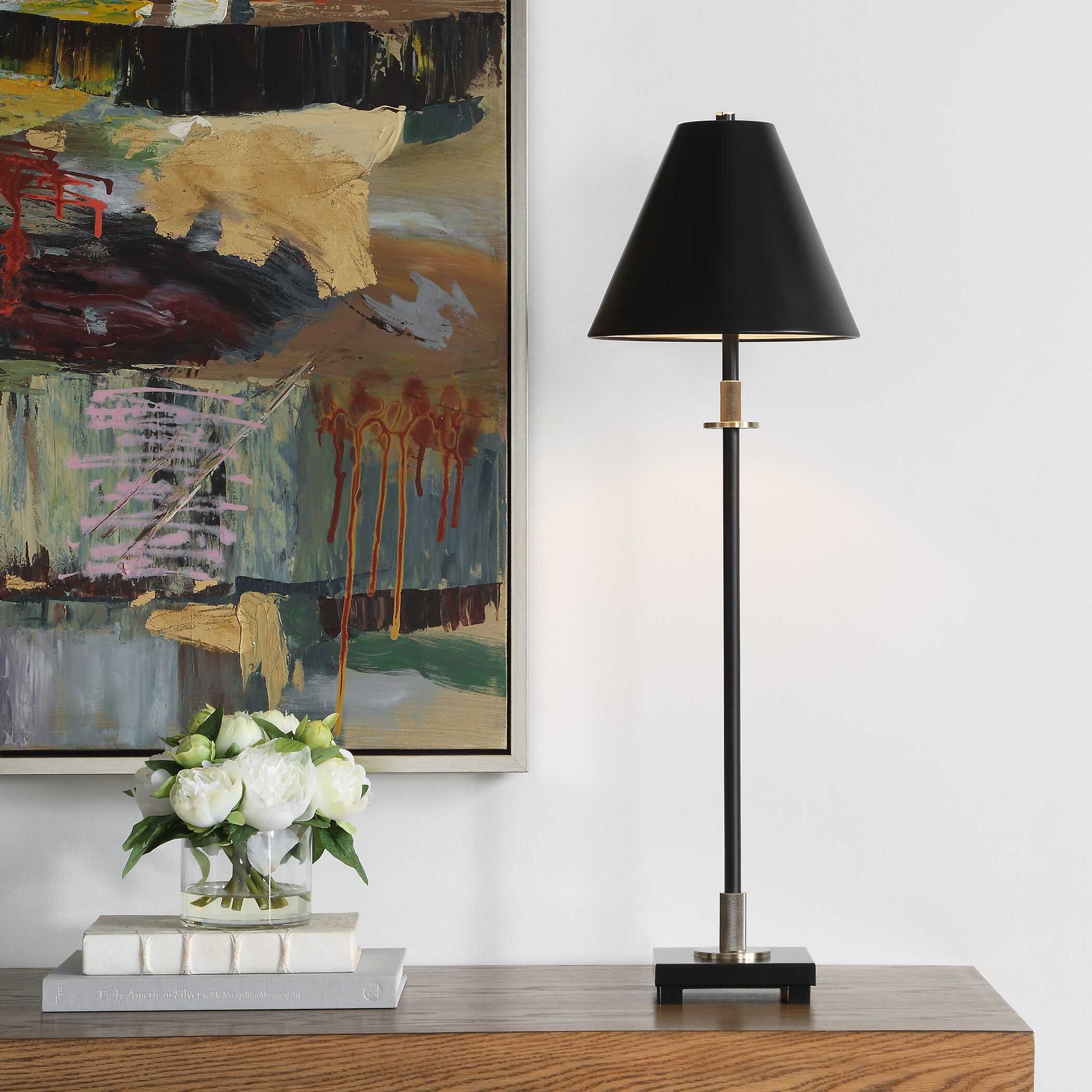 Vinehall Black Iron Buffet Lamp
