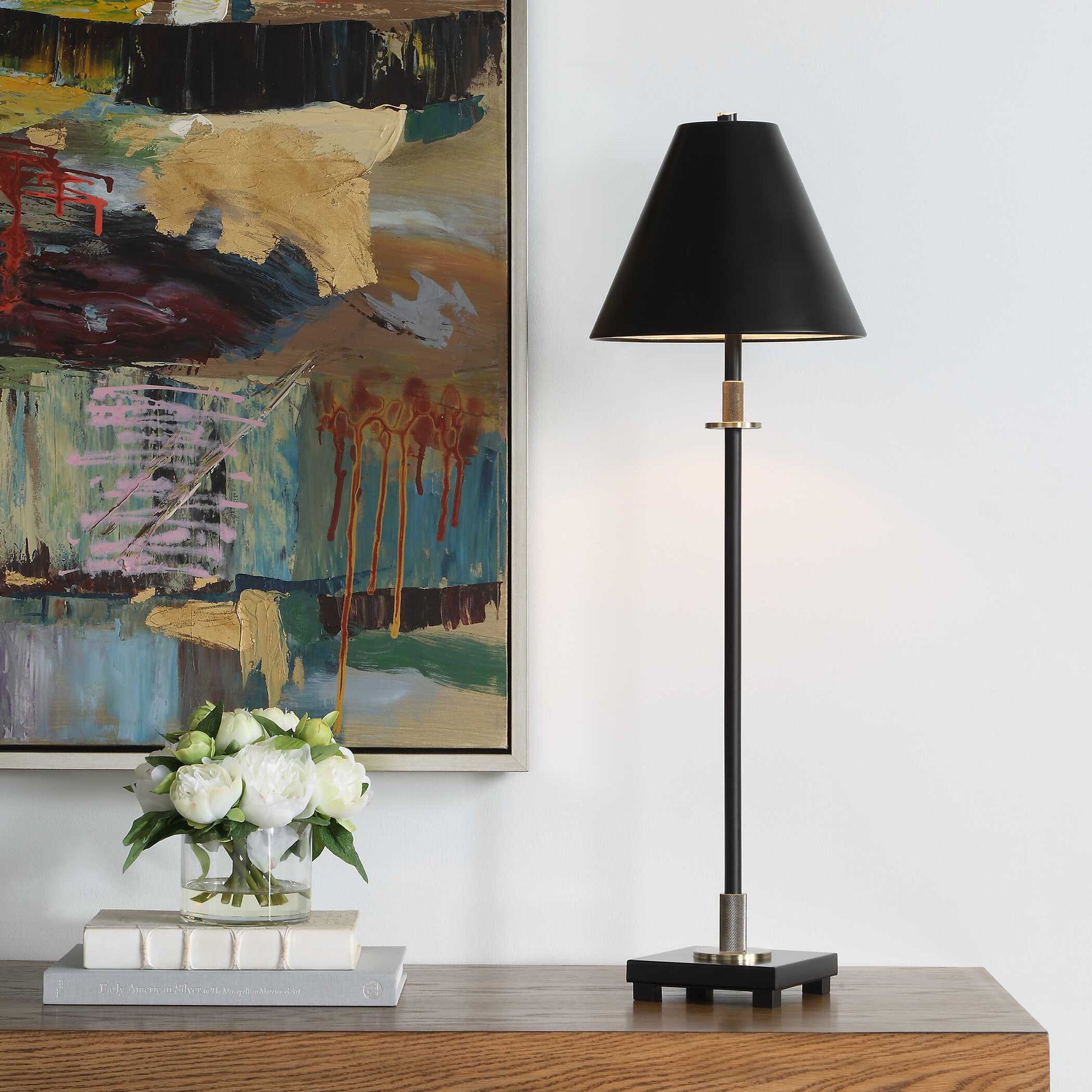 Vinehall Black Iron Buffet Lamp