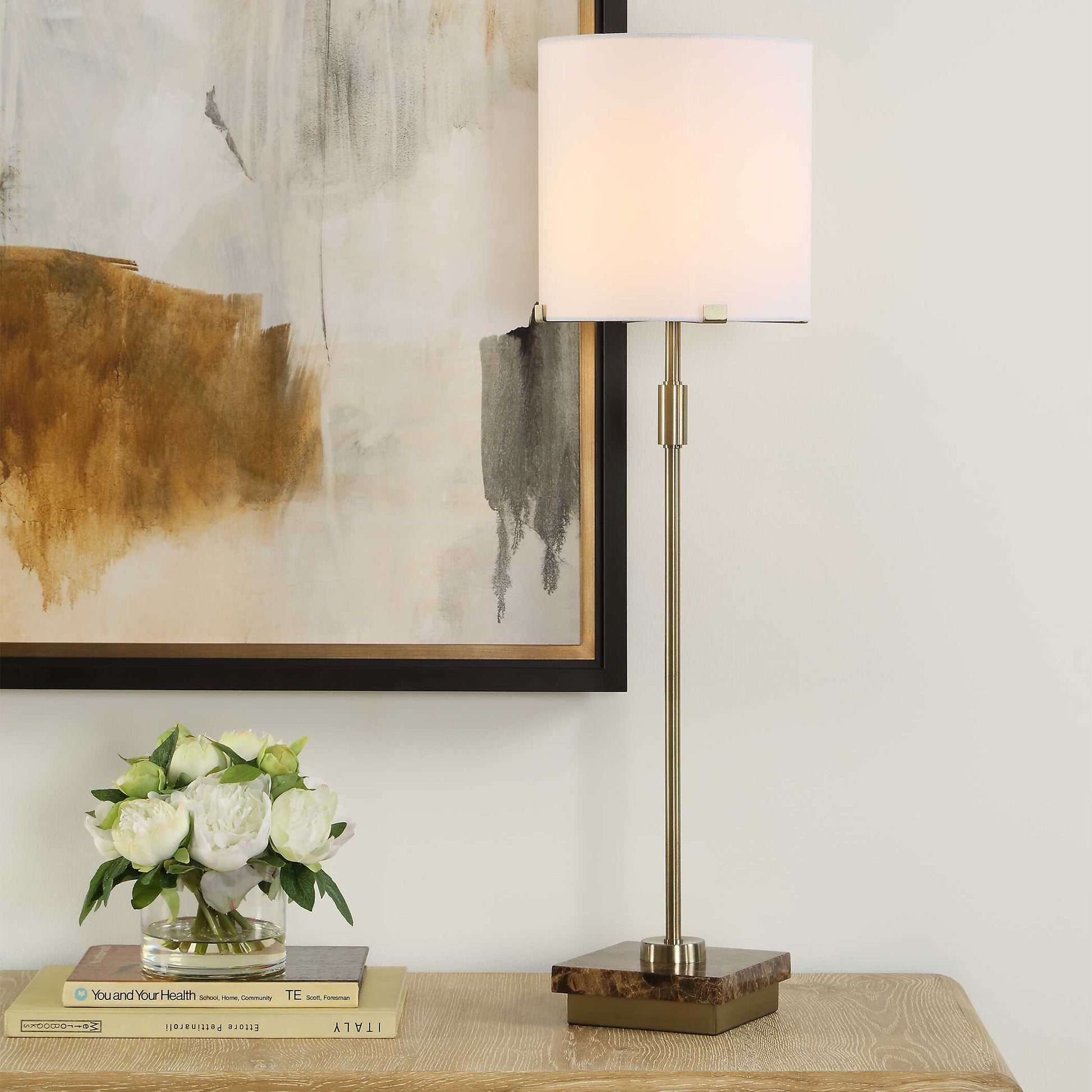 Wrenshaw Round Antique Brass Buffet Lamp