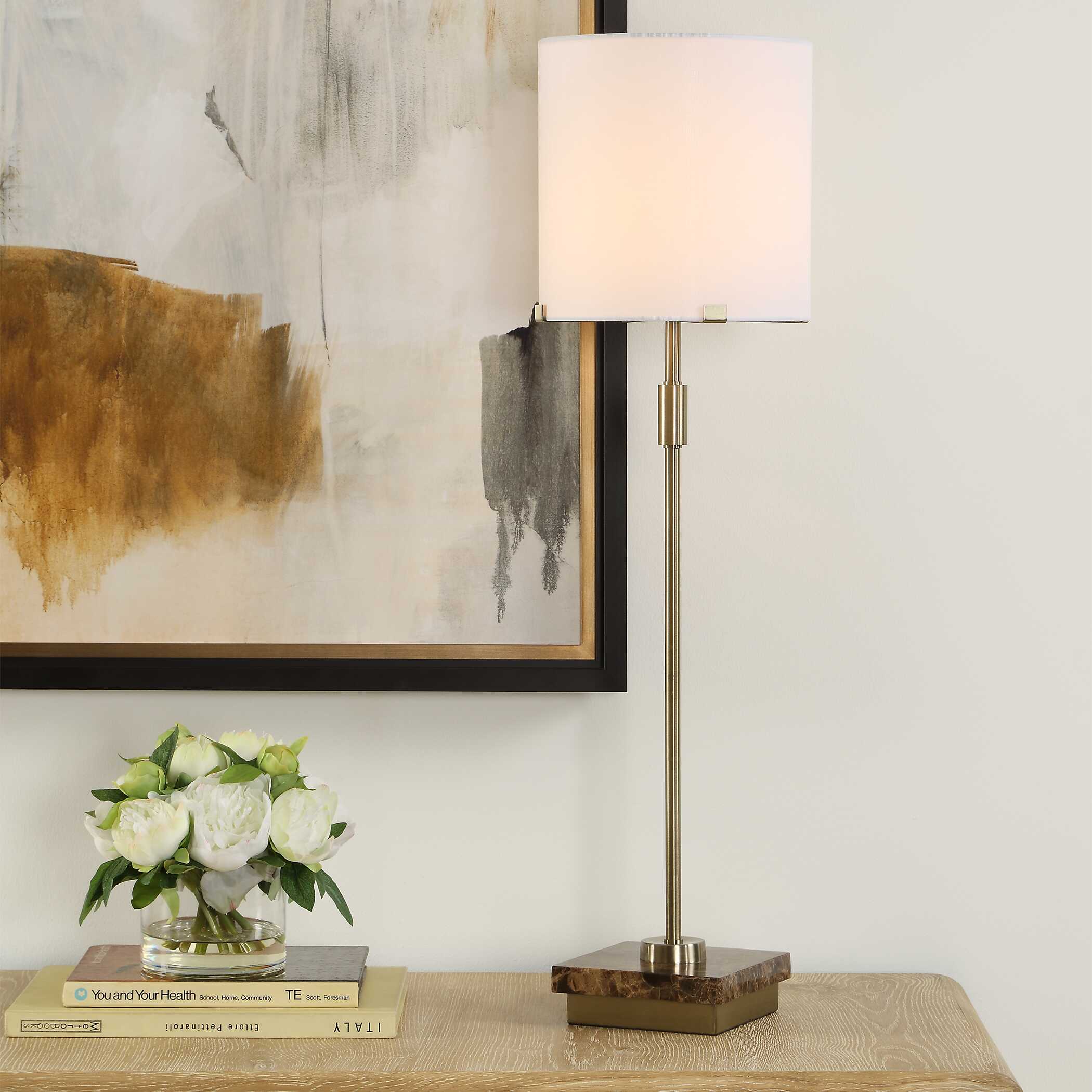 Wrenshaw Round Antique Brass Buffet Lamp