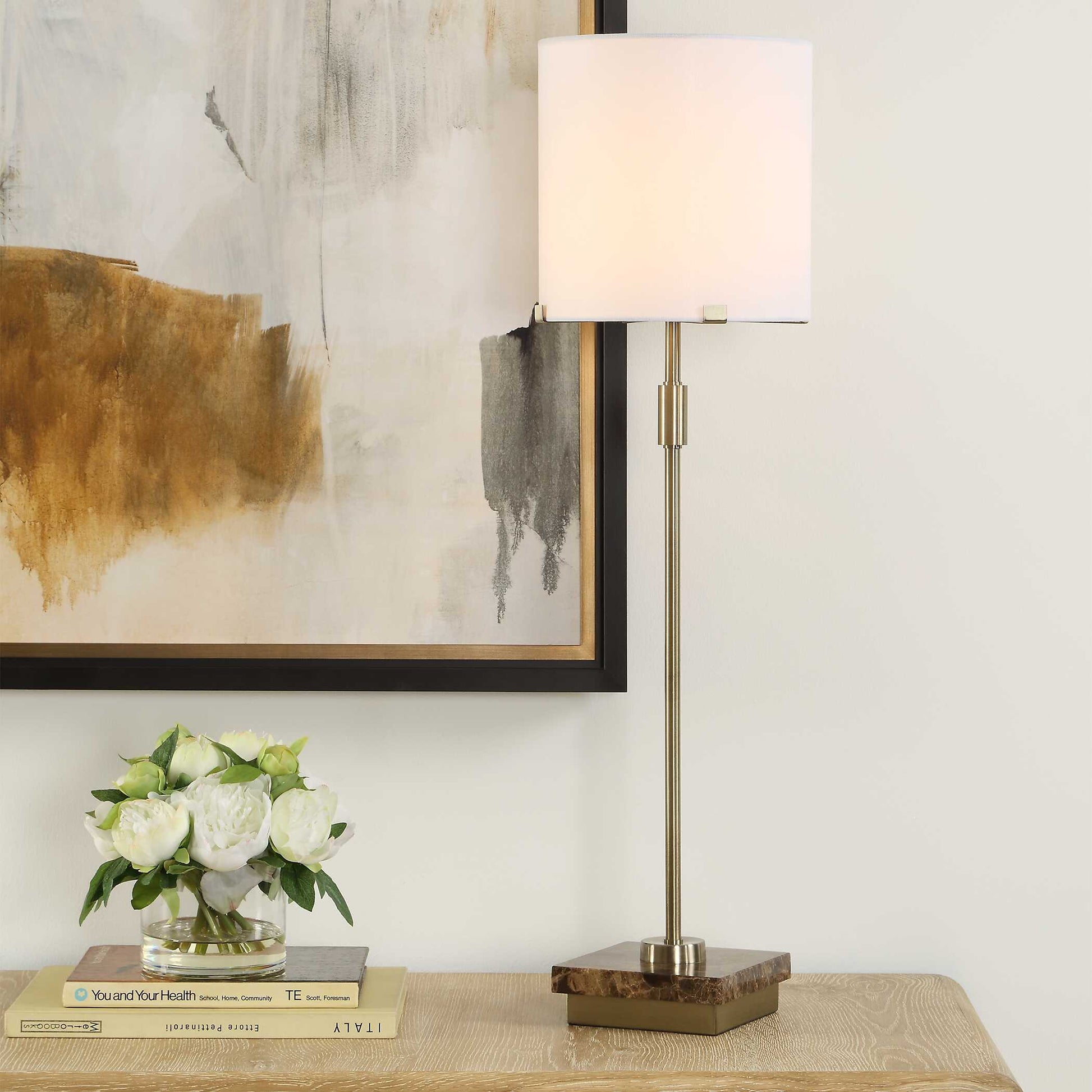 Wrenshaw Round Antique Brass Buffet Lamp