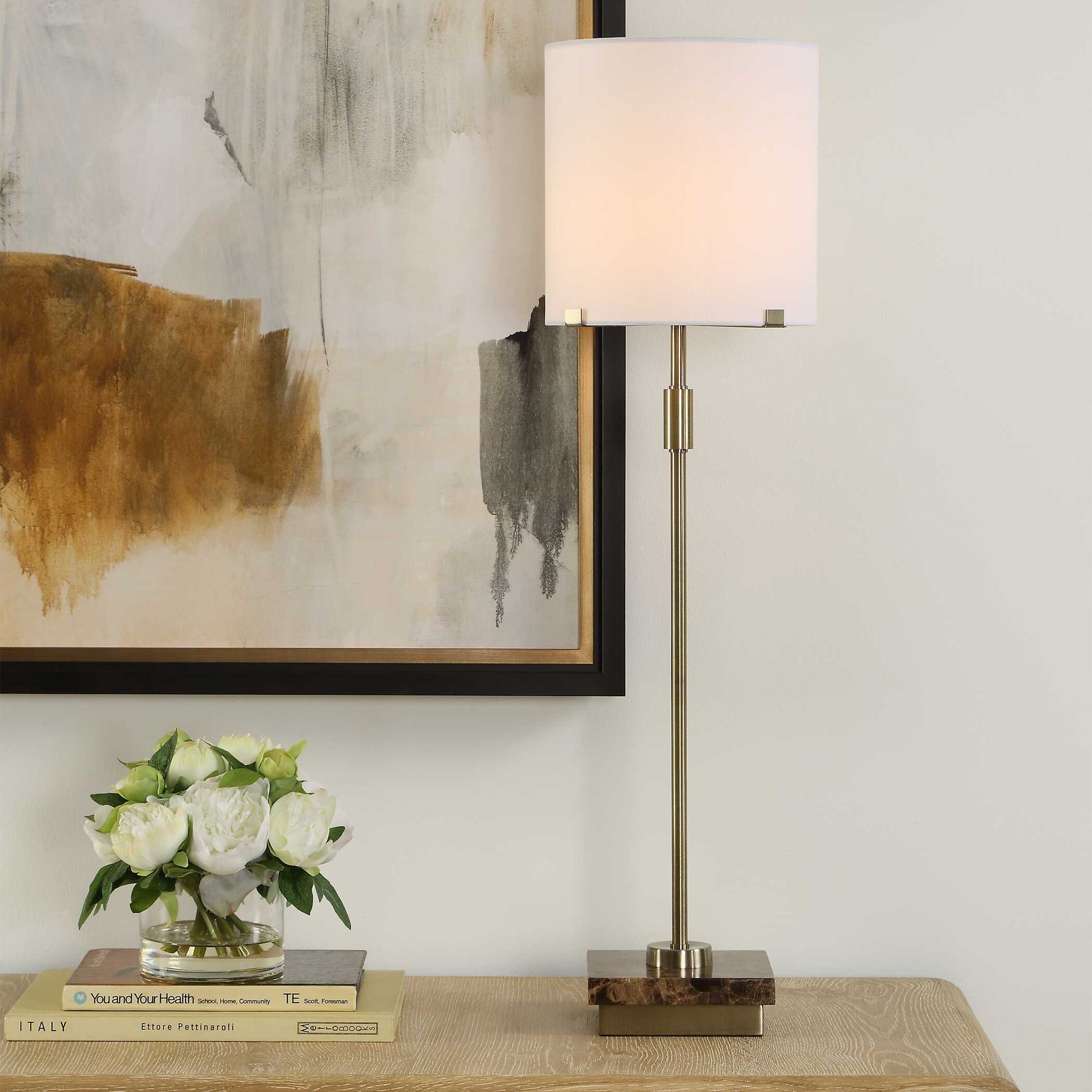 Wrenshaw Round Antique Brass Buffet Lamp
