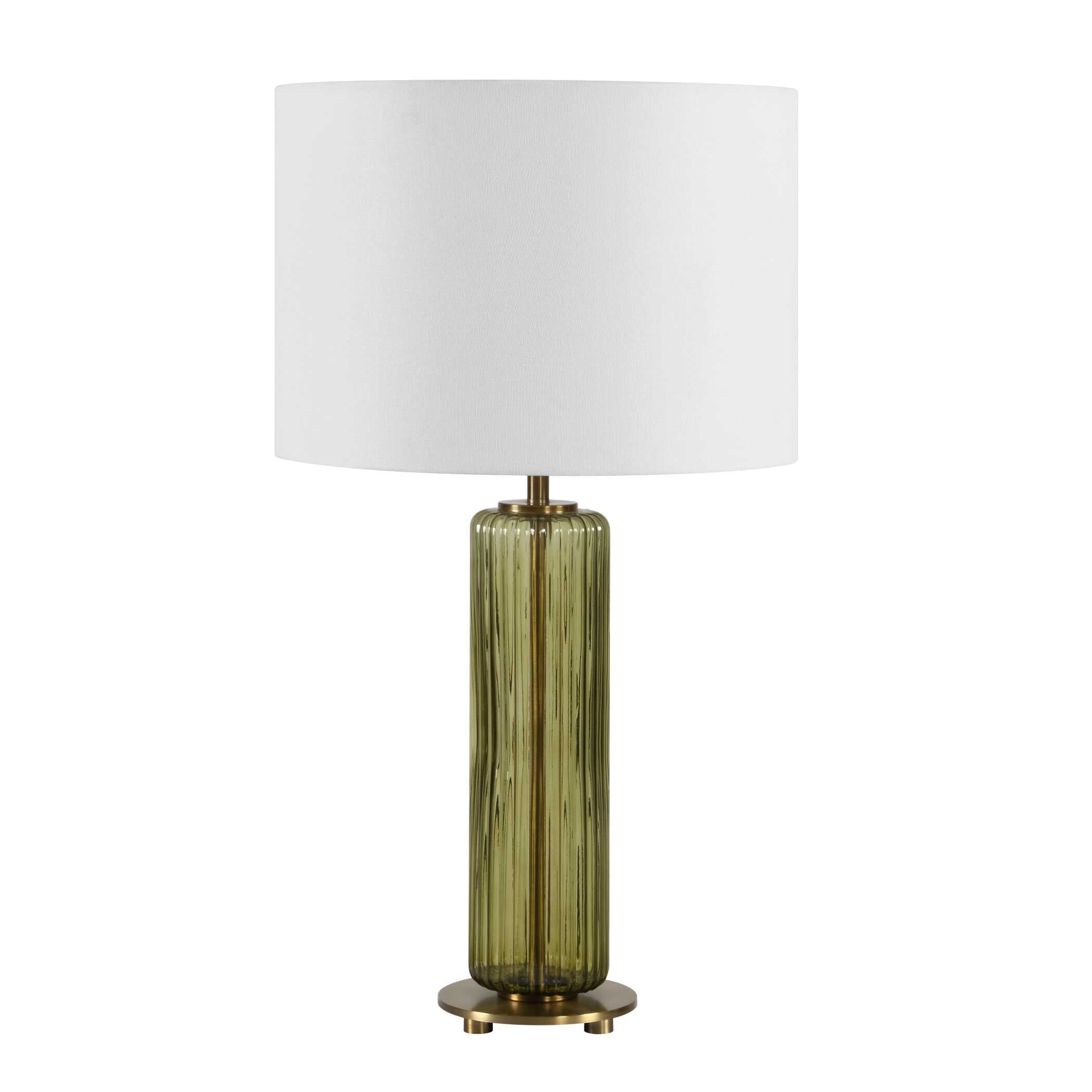 Ulmswood Round Green Glass Table Lamp