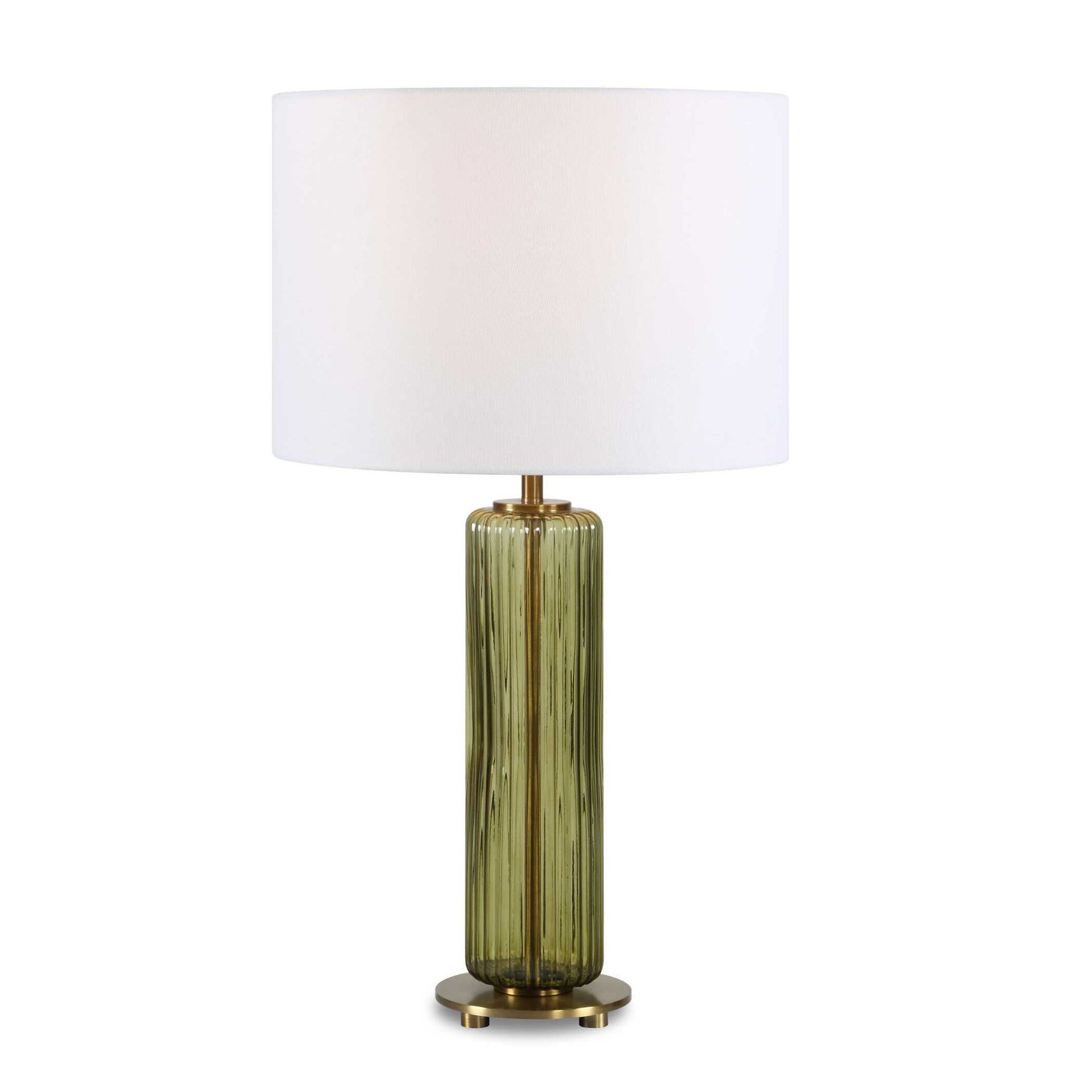 Ulmswood Round Green Glass Table Lamp