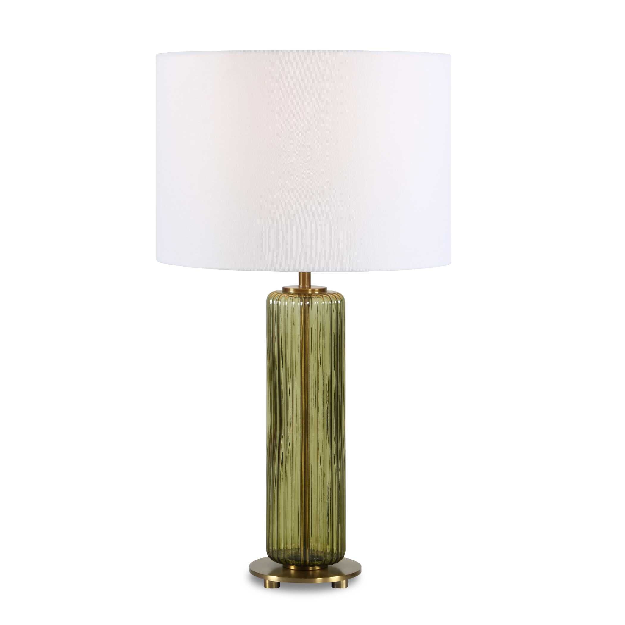 Ulmswood Round Green Glass Table Lamp