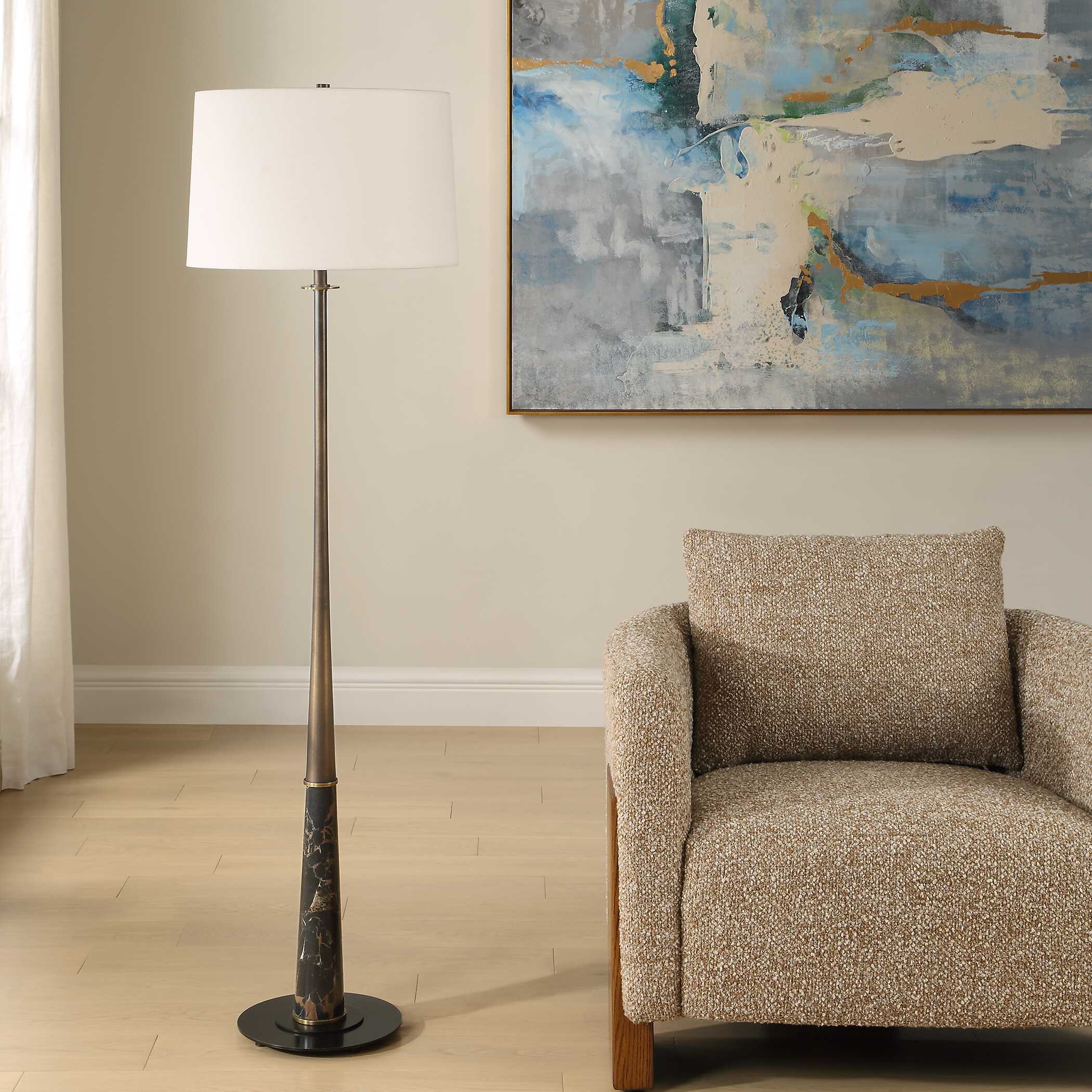 Uttermost Tallarico Brass & Marble Floor Lamp