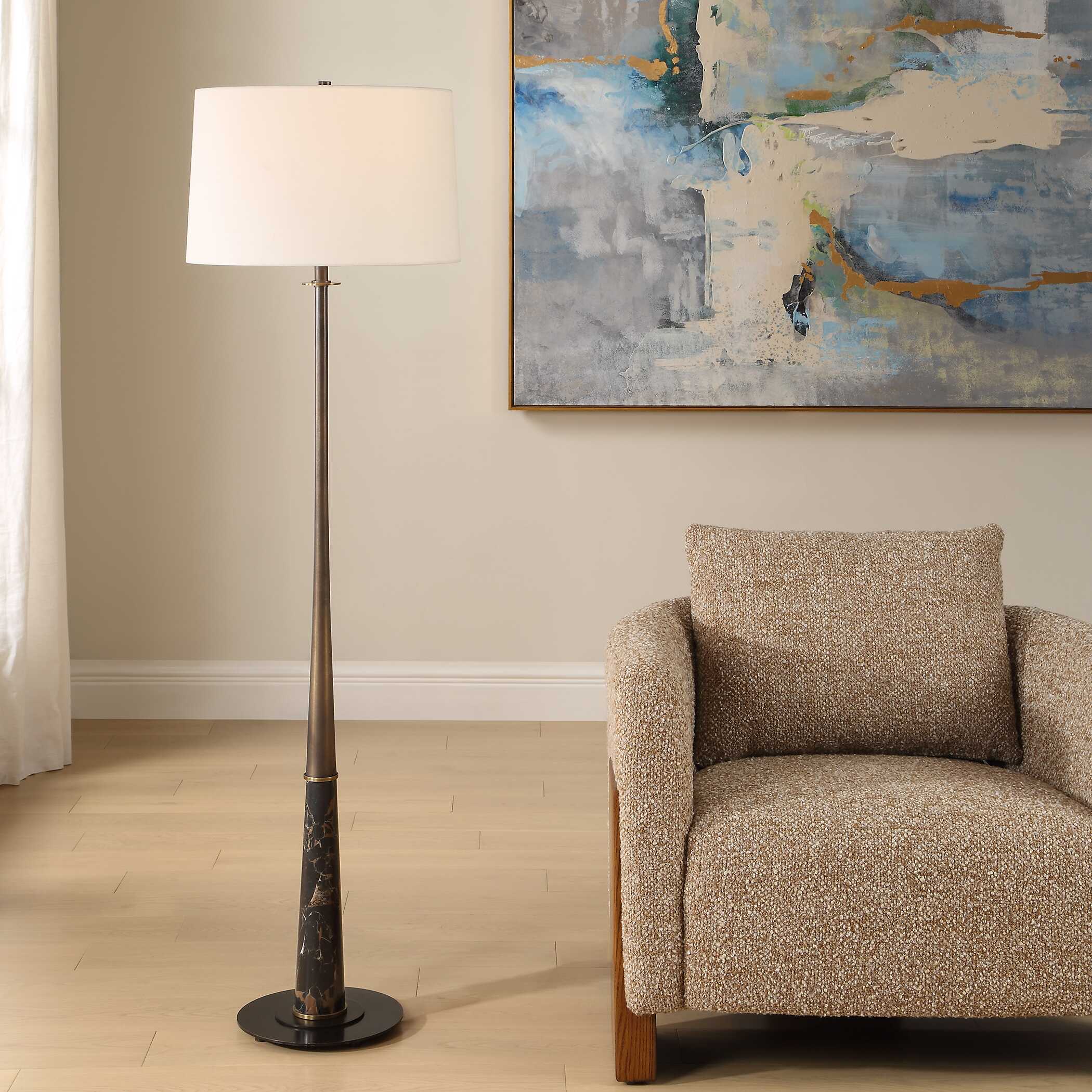 Uttermost Tallarico Brass & Marble Floor Lamp