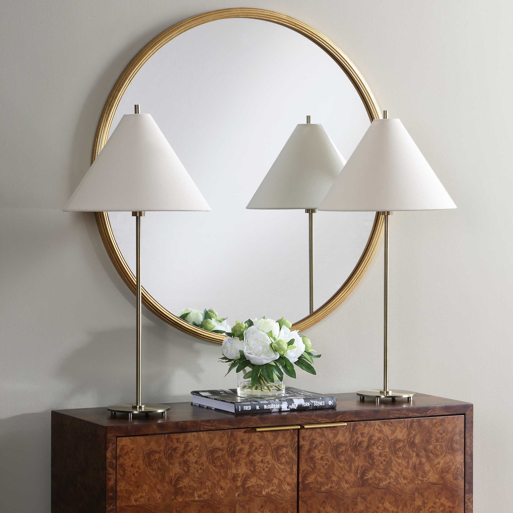 Ashford Round Antique Brass Table Lamps, S/2
