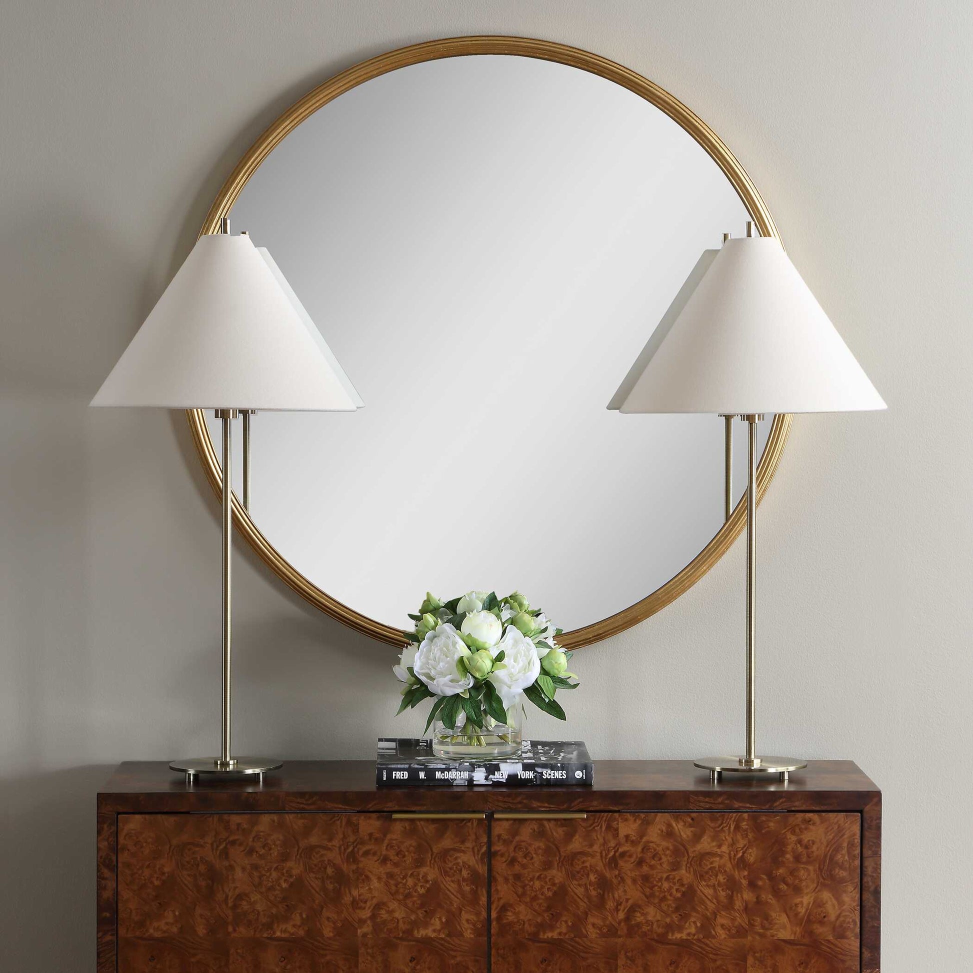 Ashford Round Antique Brass Table Lamps, S/2