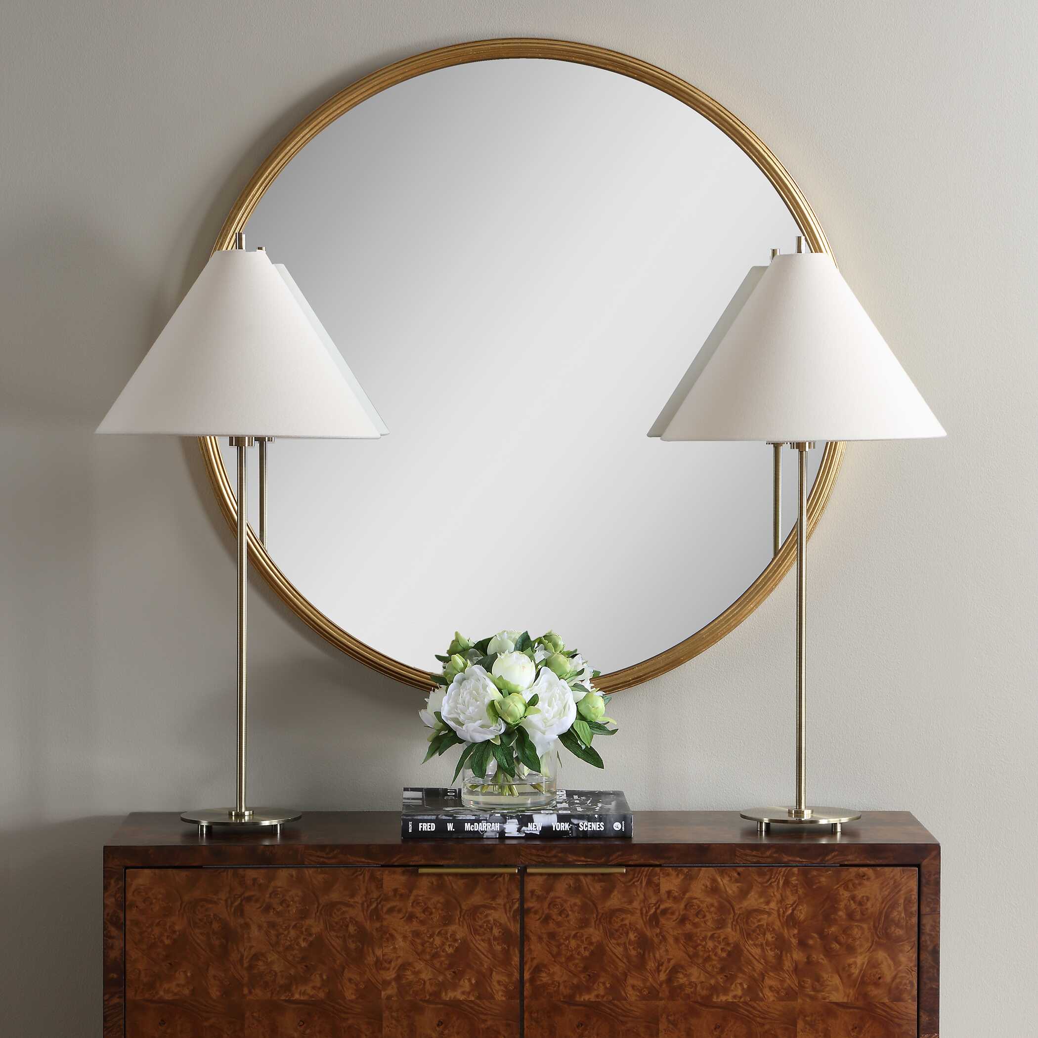 Ashford Round Antique Brass Table Lamps, S/2