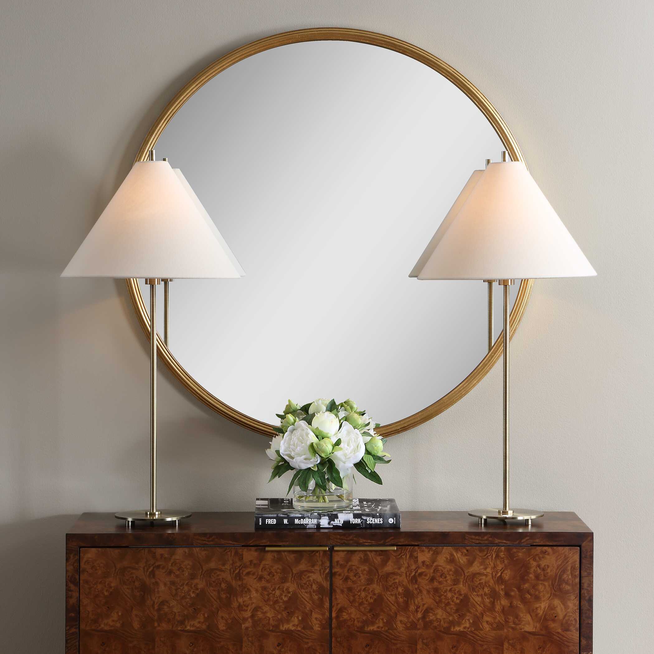 Ashford Round Antique Brass Table Lamps, S/2