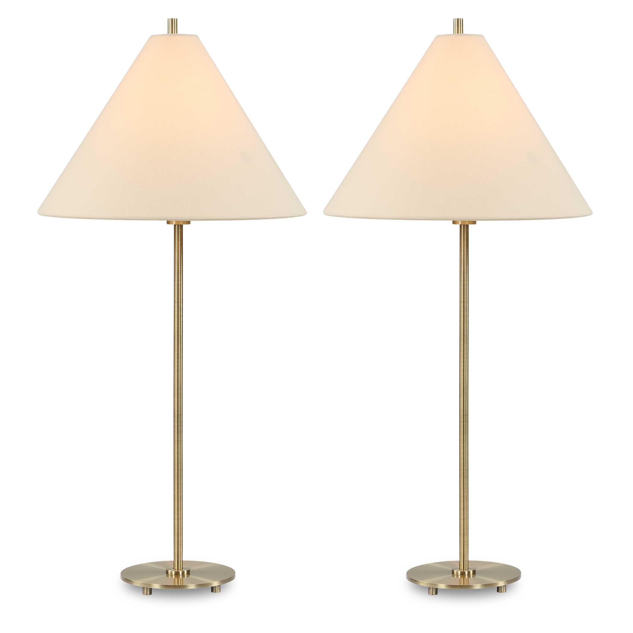Ashford Round Antique Brass Table Lamps, S/2