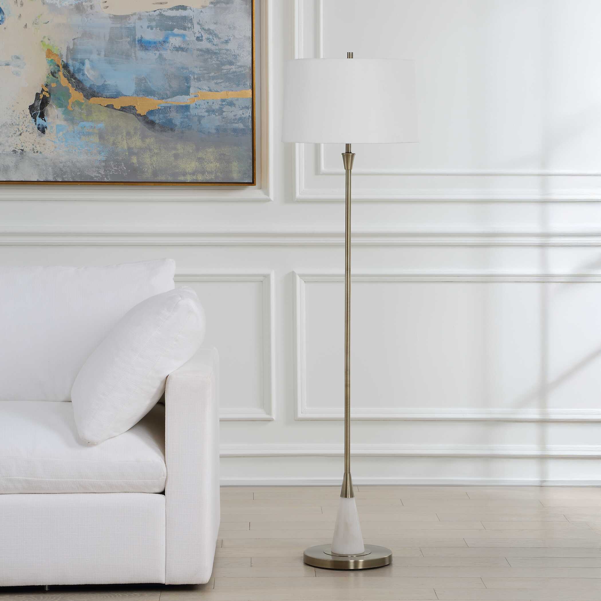 Yewbury Round Antique Brass Floor Lamp