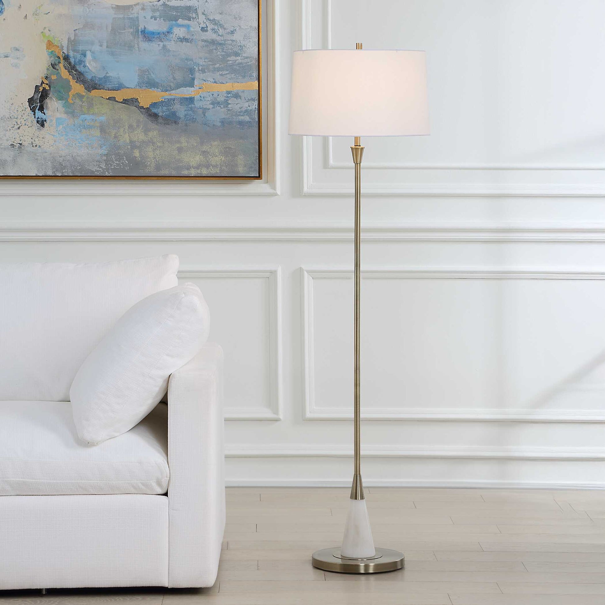 Yewbury Round Antique Brass Floor Lamp