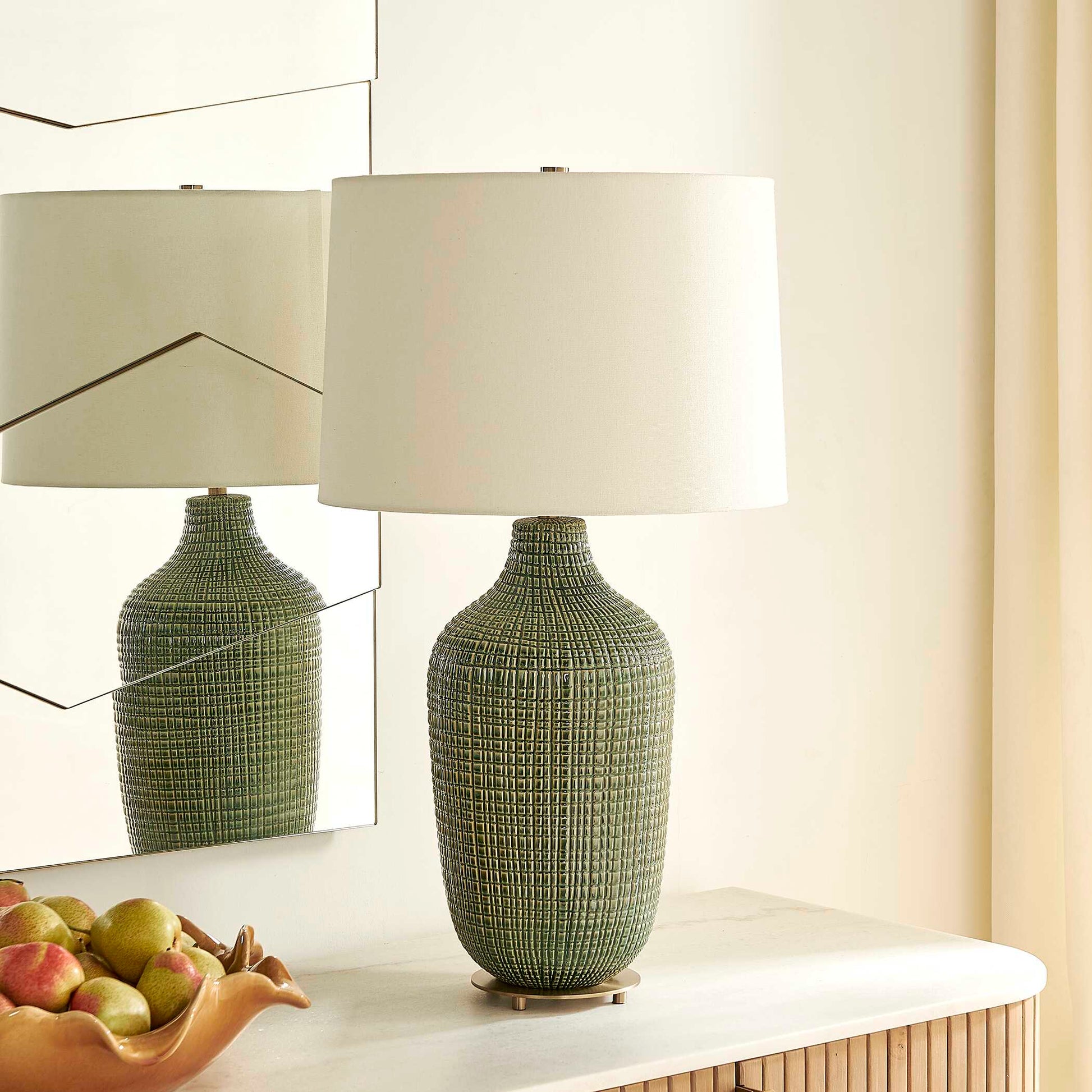 Uttermost Dulcich Green Grid Table Lamp