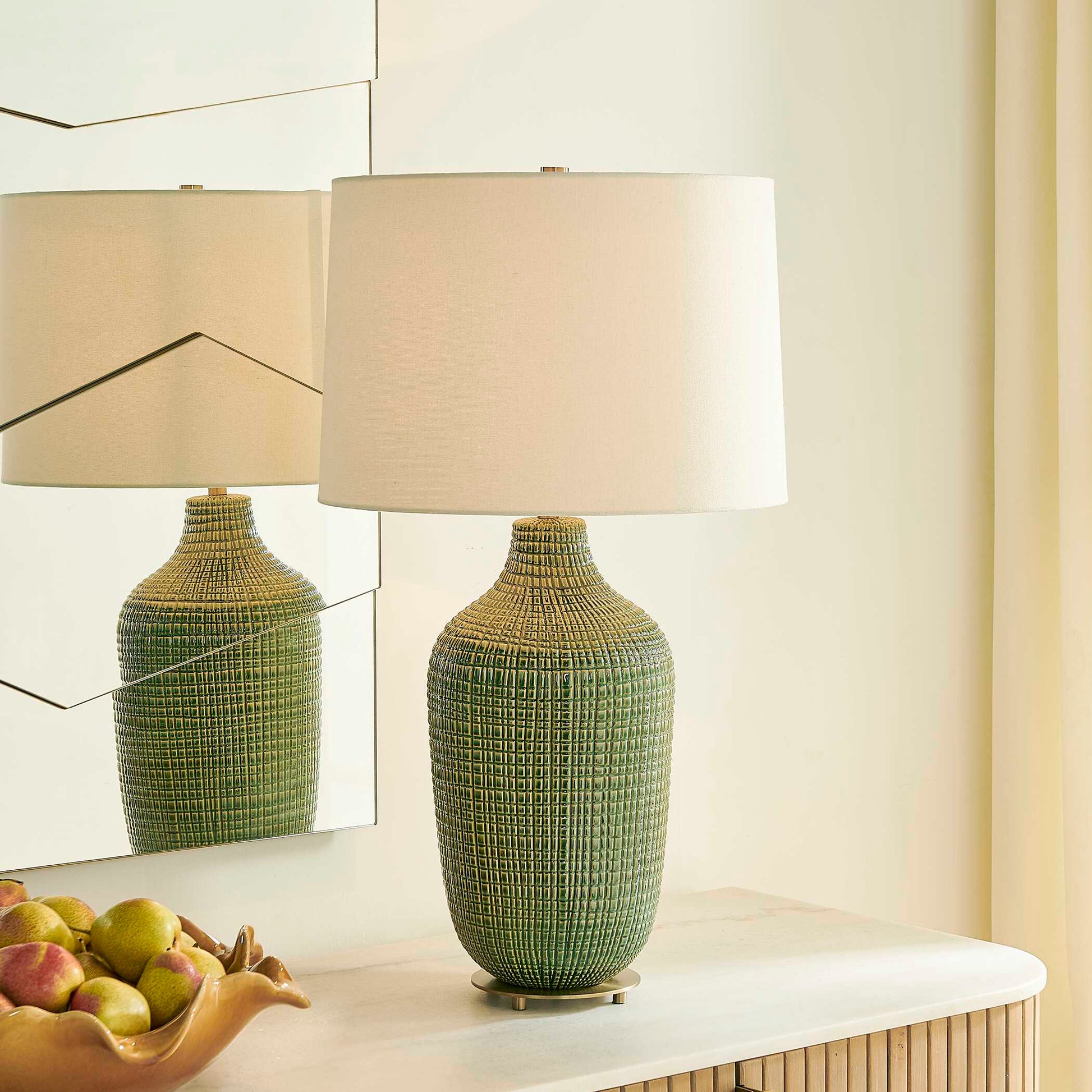Uttermost Dulcich Green Grid Table Lamp