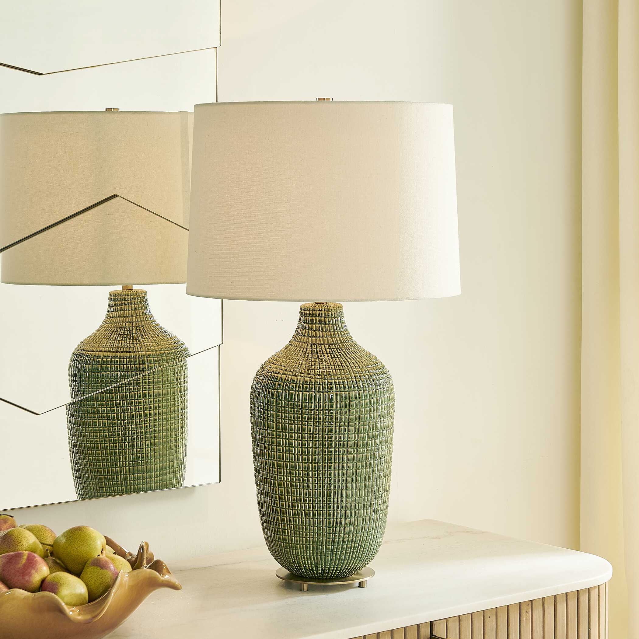 Uttermost Dulcich Green Grid Table Lamp