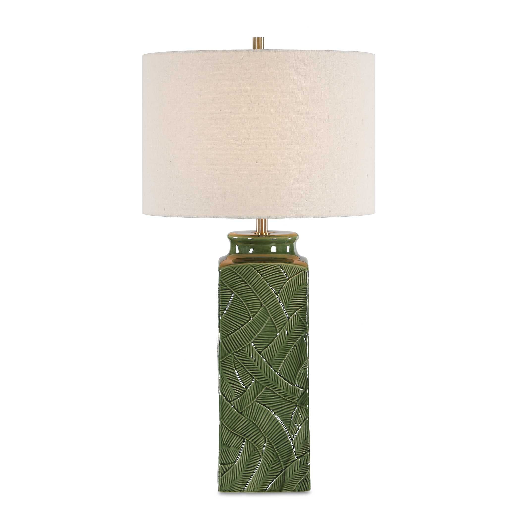 Colwyn Rectangular Green Ceramic Table Lamp