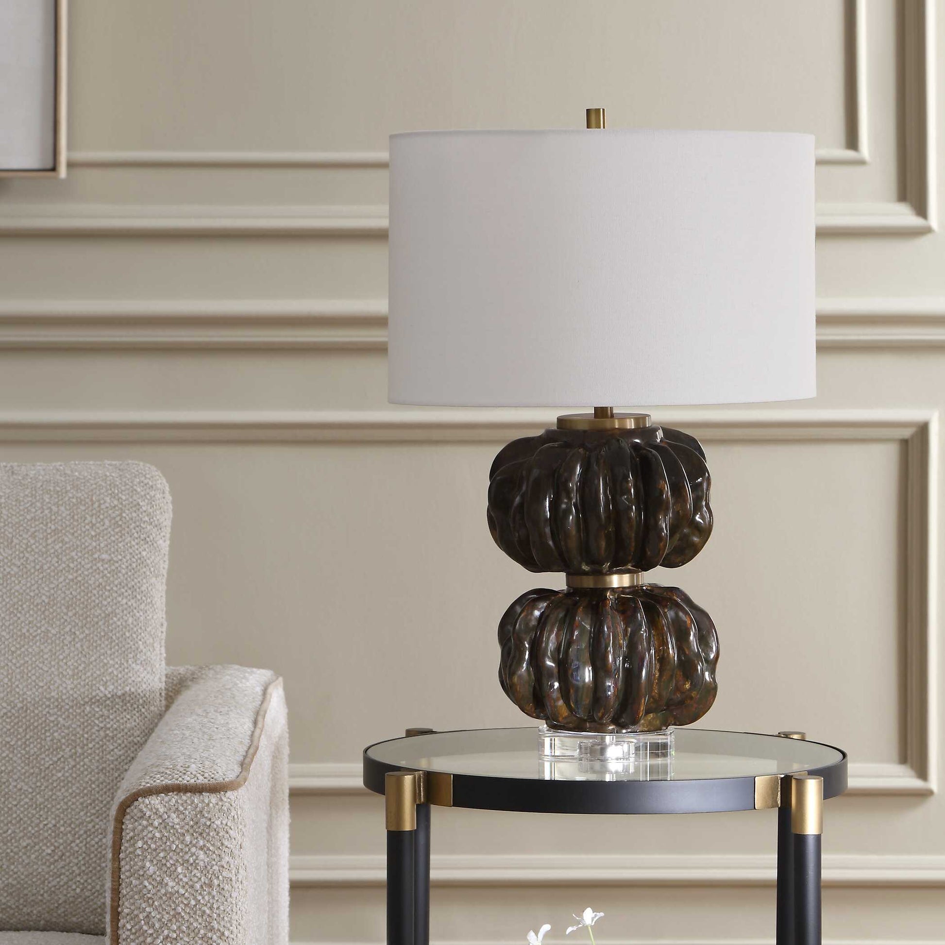 Uttermost Jaudon Stacked Bronze Table Lamp
