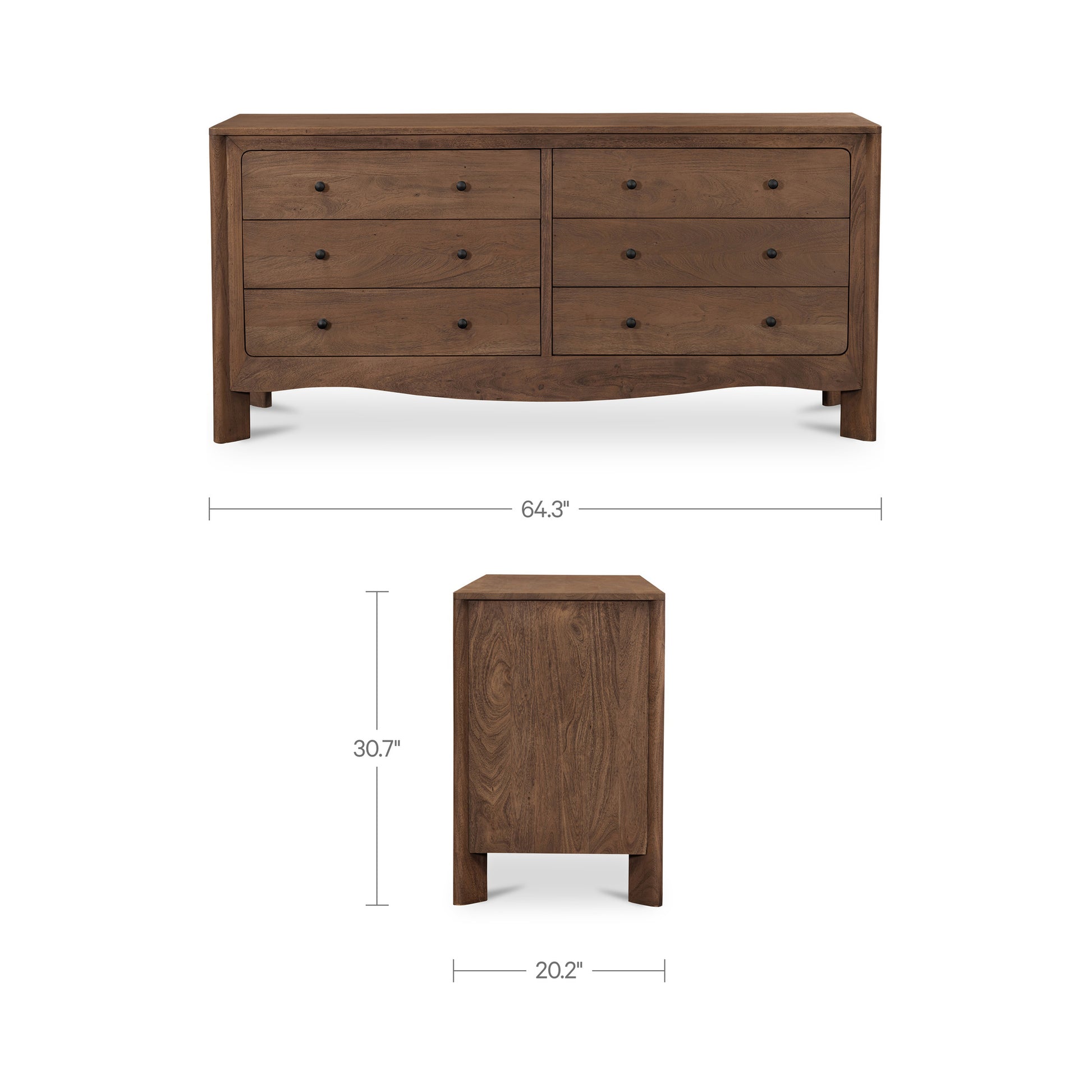 Mabel 6 Drawer Dresser Dark Brown by Moe's Home Collection - view 7