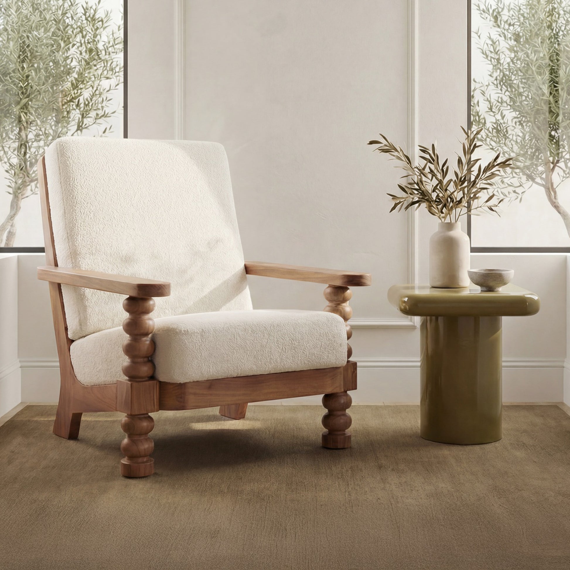 Ingrid Accent Chair Off White by Moe's Home Collection - view 2