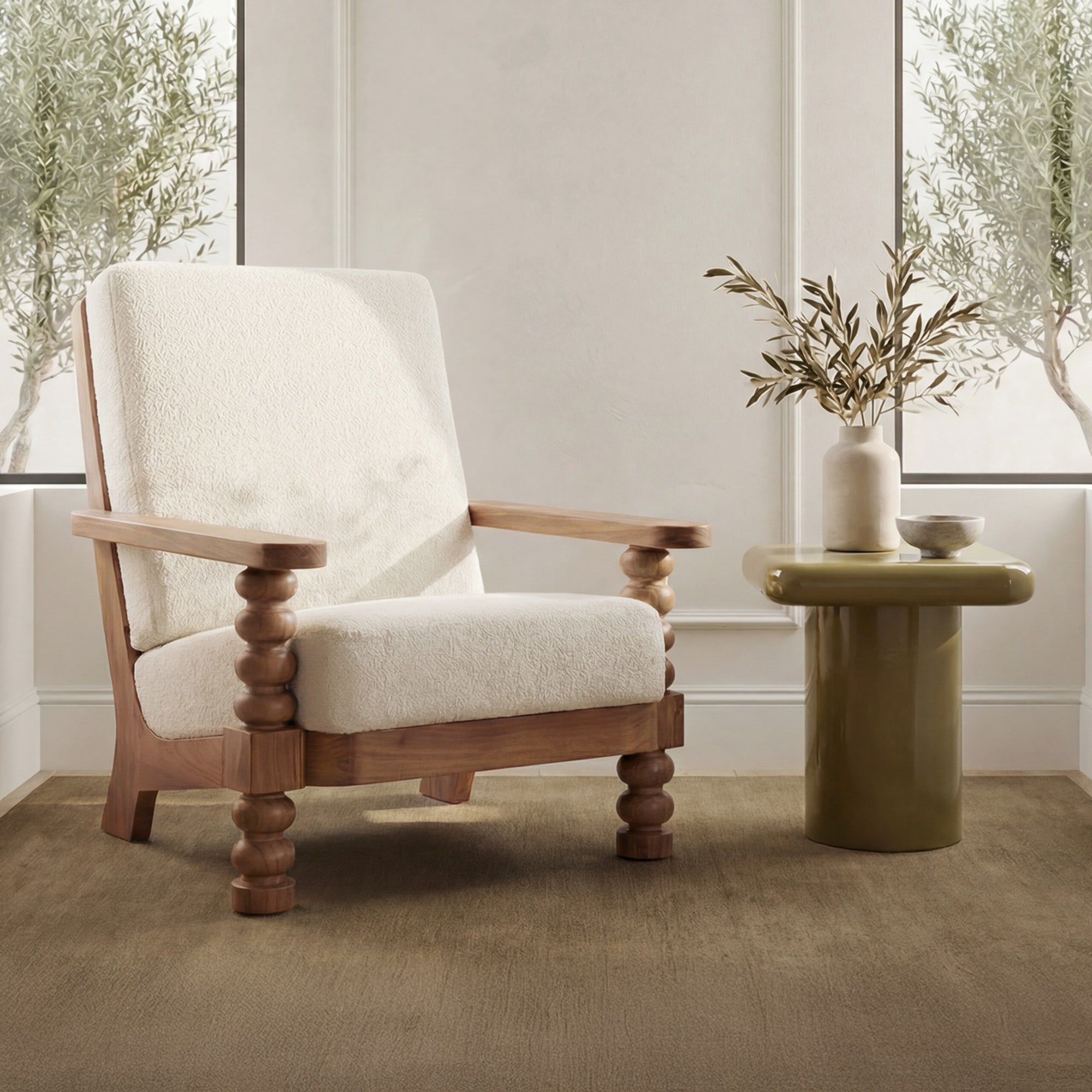 Ingrid Accent Chair Off White by Moe's Home Collection - view 2