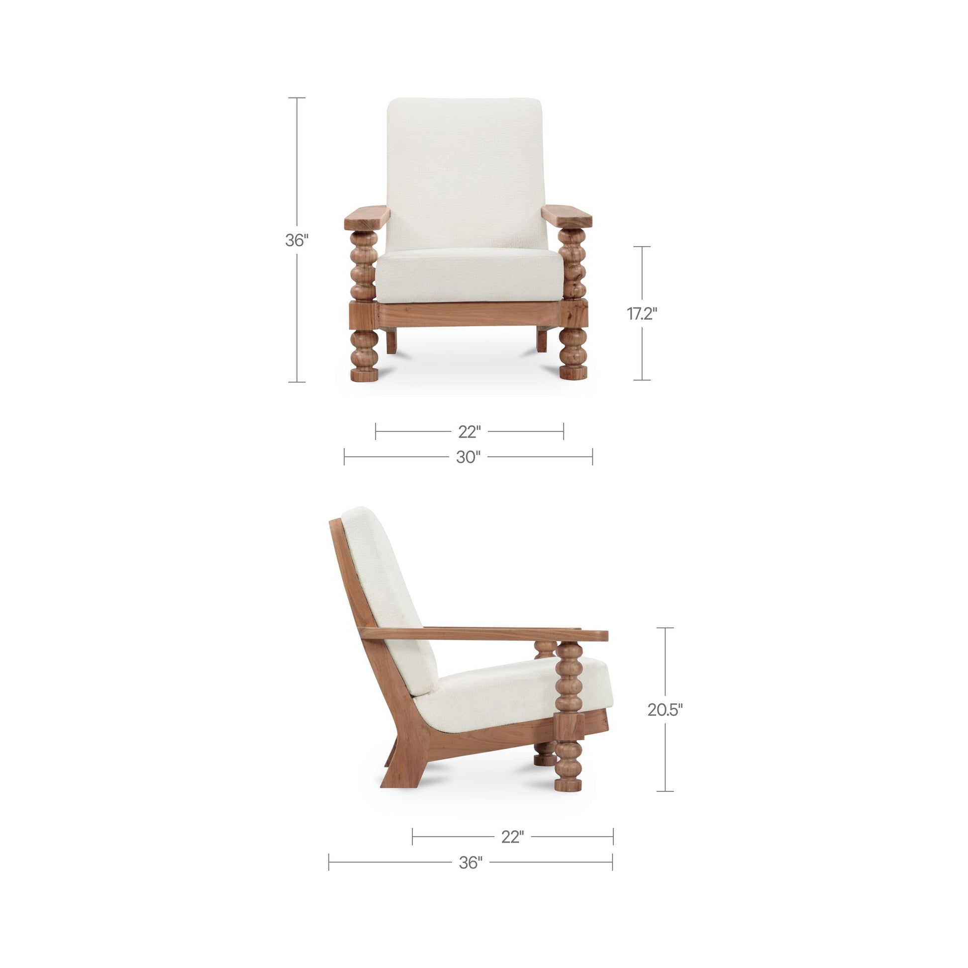 Ingrid Accent Chair Off White by Moe's Home Collection - view 3