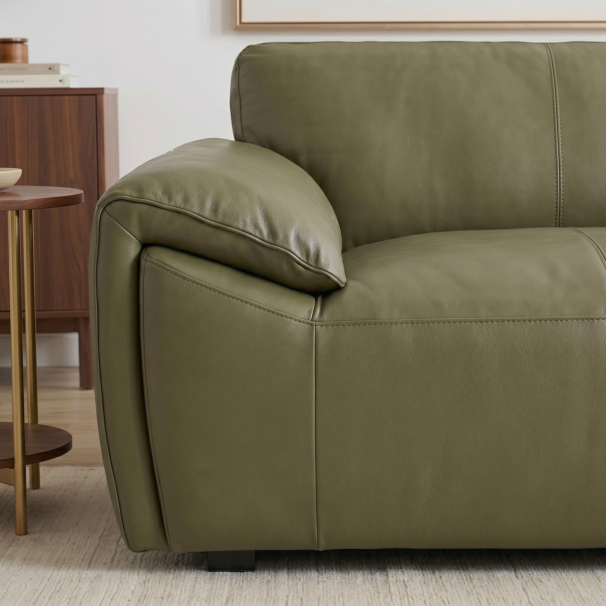 Laffey Luxury Real Leather Sofa with Pillow-Top Arms and Robust Frame