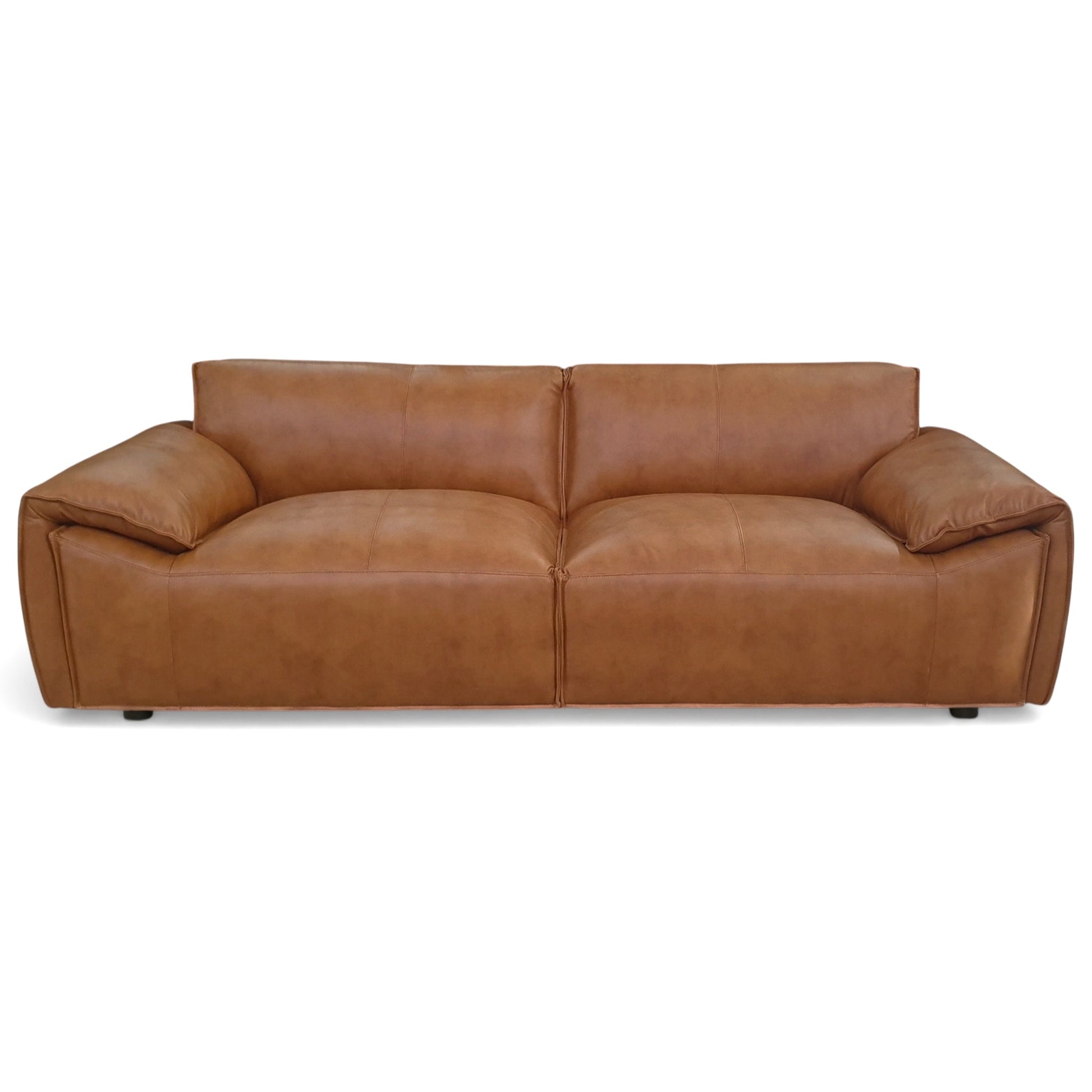 Laffey Luxury Real Leather Sofa with Pillow-Top Arms and Robust Frame