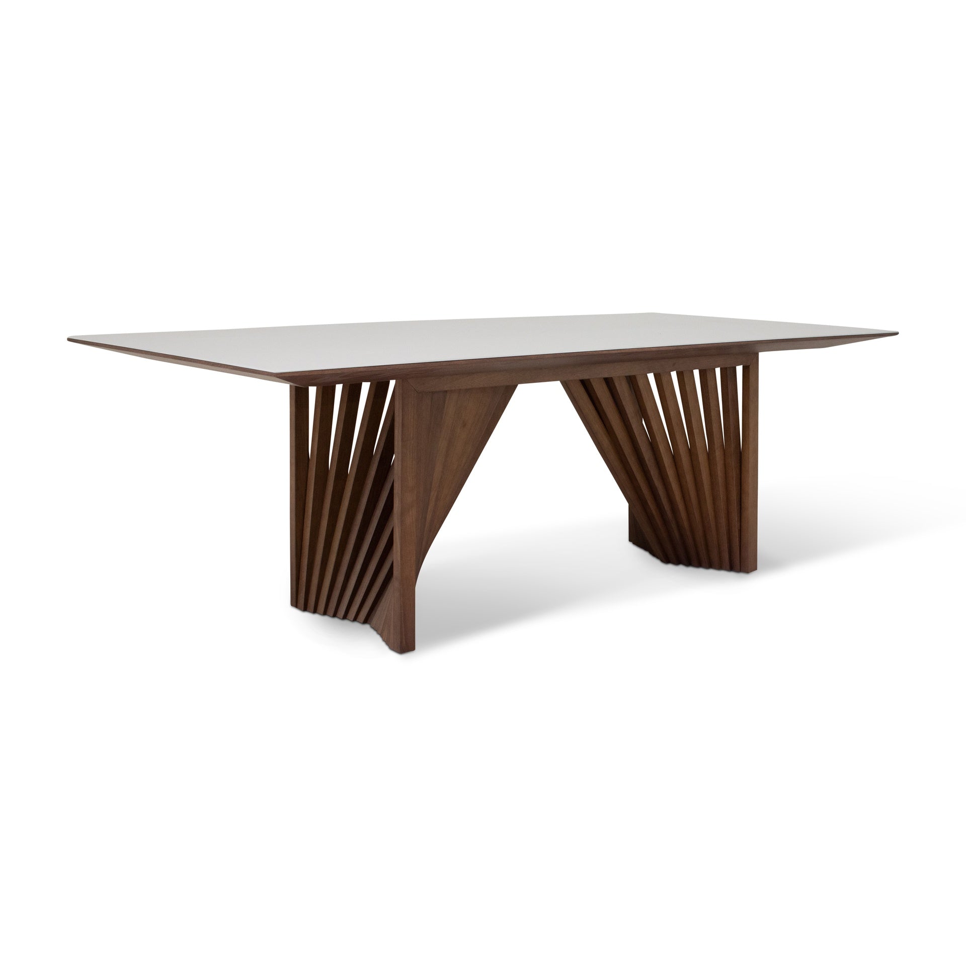 Laguna Off White & Nogal Lacquered Glass Dining Table by Urbia