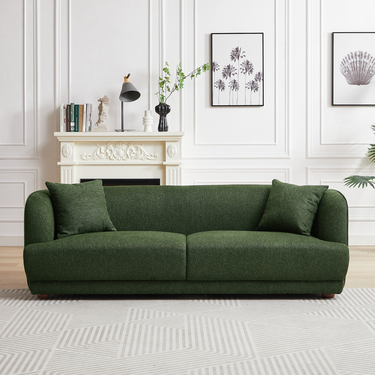 Larisa Mid Century Modern Linen Sofa - Green