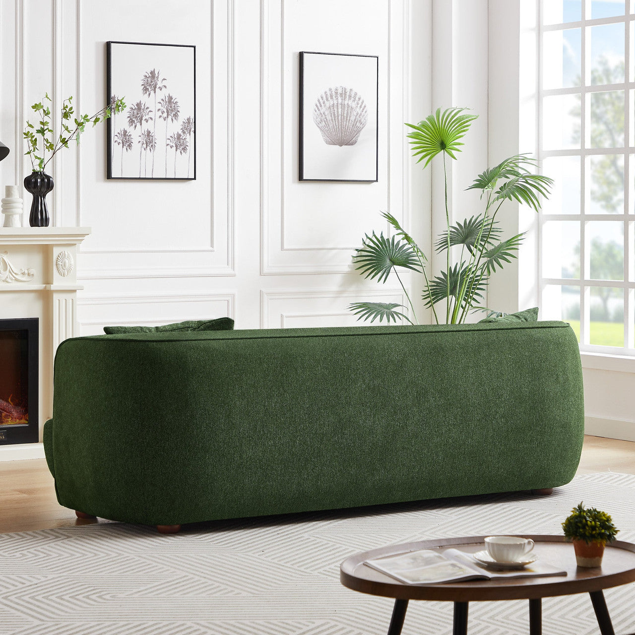 Larisa Mid Century Modern Linen Sofa - Green