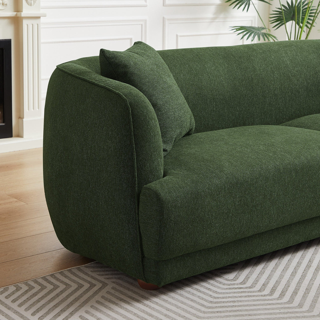 Larisa Mid Century Modern Linen Sofa - Green