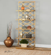 Lashaya Polished Gold Leaf Etagere Display Shelf