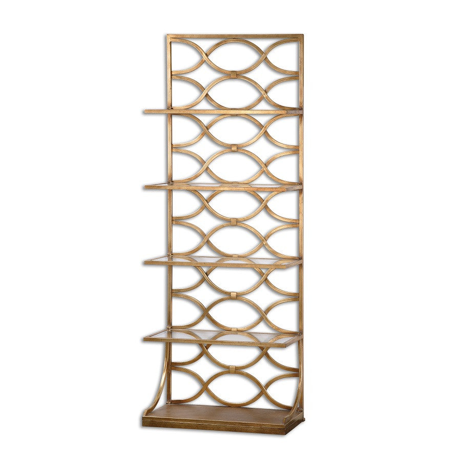 Lashaya Polished Gold Leaf Display Etagere with 5 Shelf