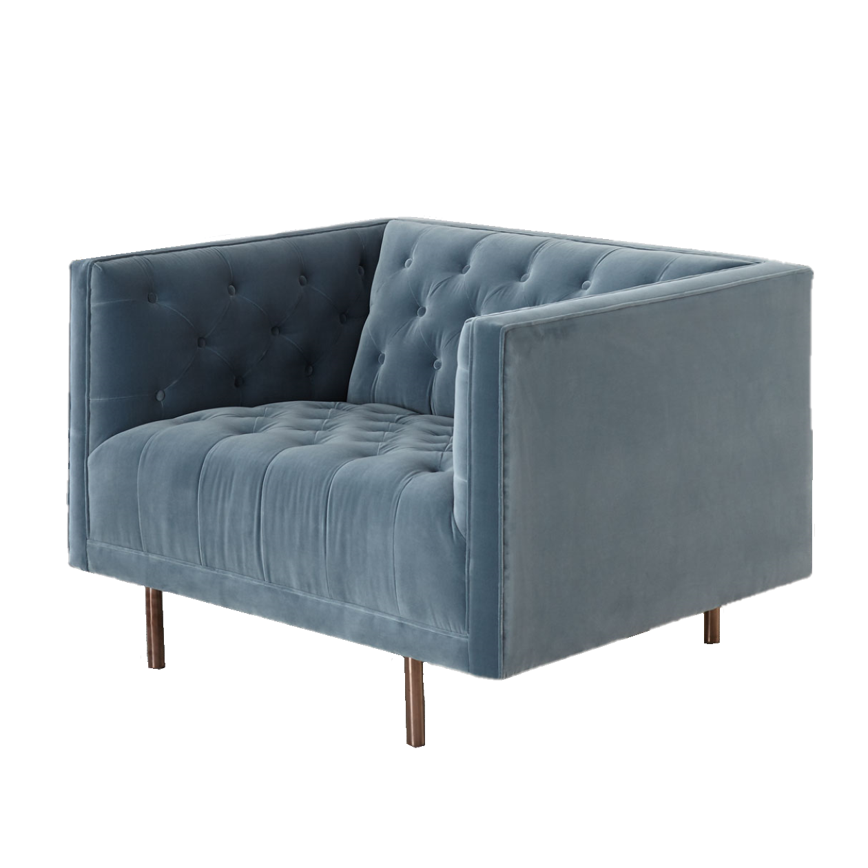 Lynette Blue Velvet Tufted Lounge Chair