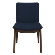 Laura  Blue Linen Solid Wood Dining Chair (Set Of 2)