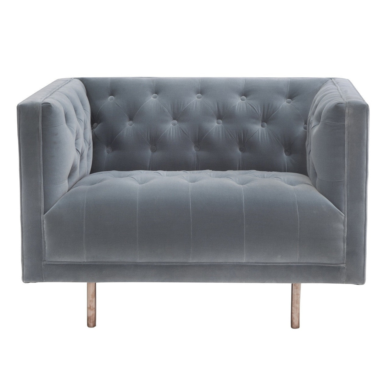 Lynette Blue Velvet Tufted Lounge Chair