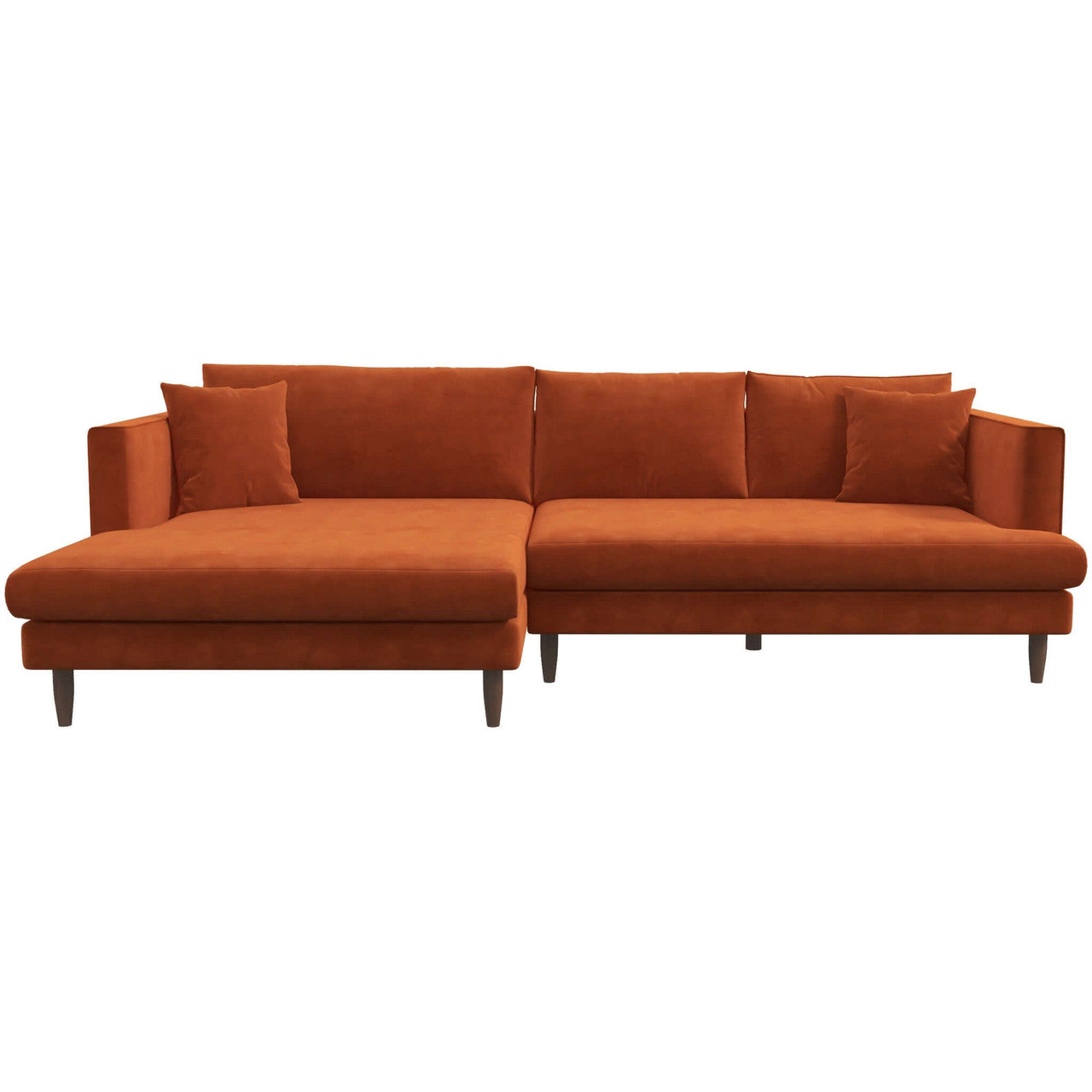Blake L-Shaped Sectional Sofa Left Facing - Orange Velvet
