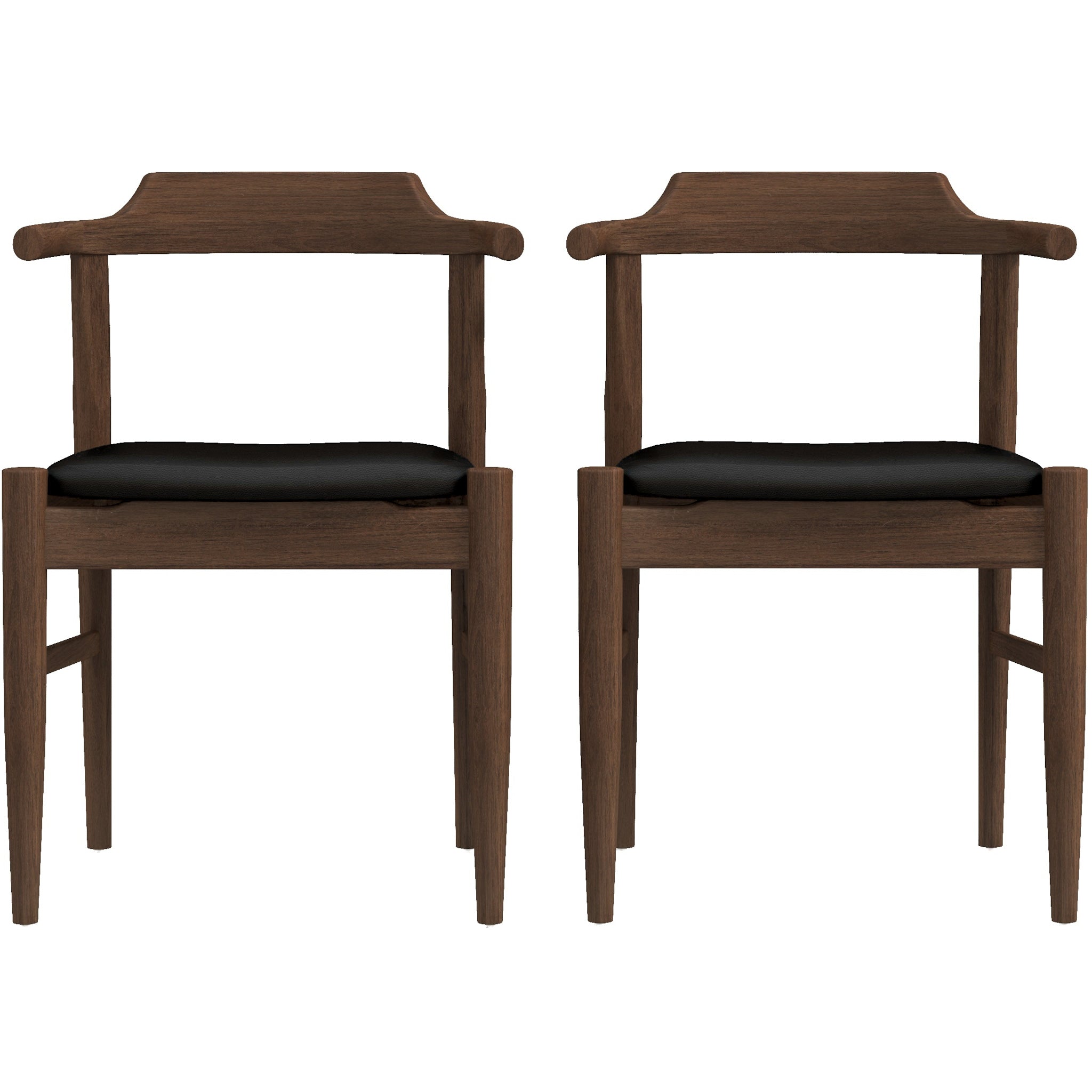 Leon Mid-Century Modern Black Vegan Leather Dining Chair (Set of 2)