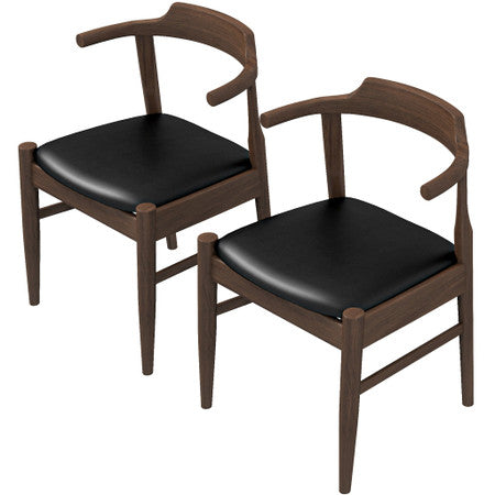 Leon Mid-Century Modern Leather Dining Chair (Set of 2) - 20"