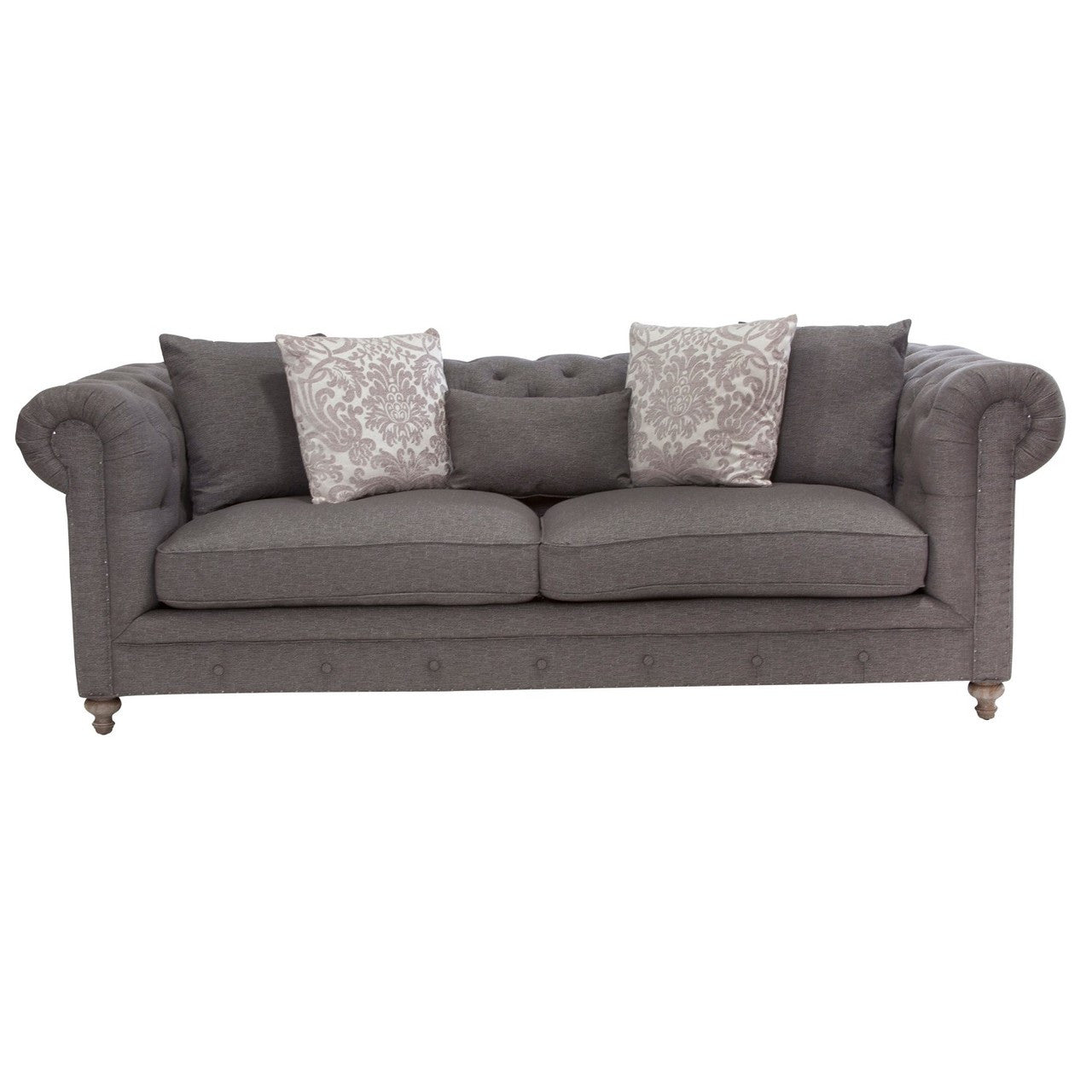 Alice Charcoal Tufted Sofa 104"