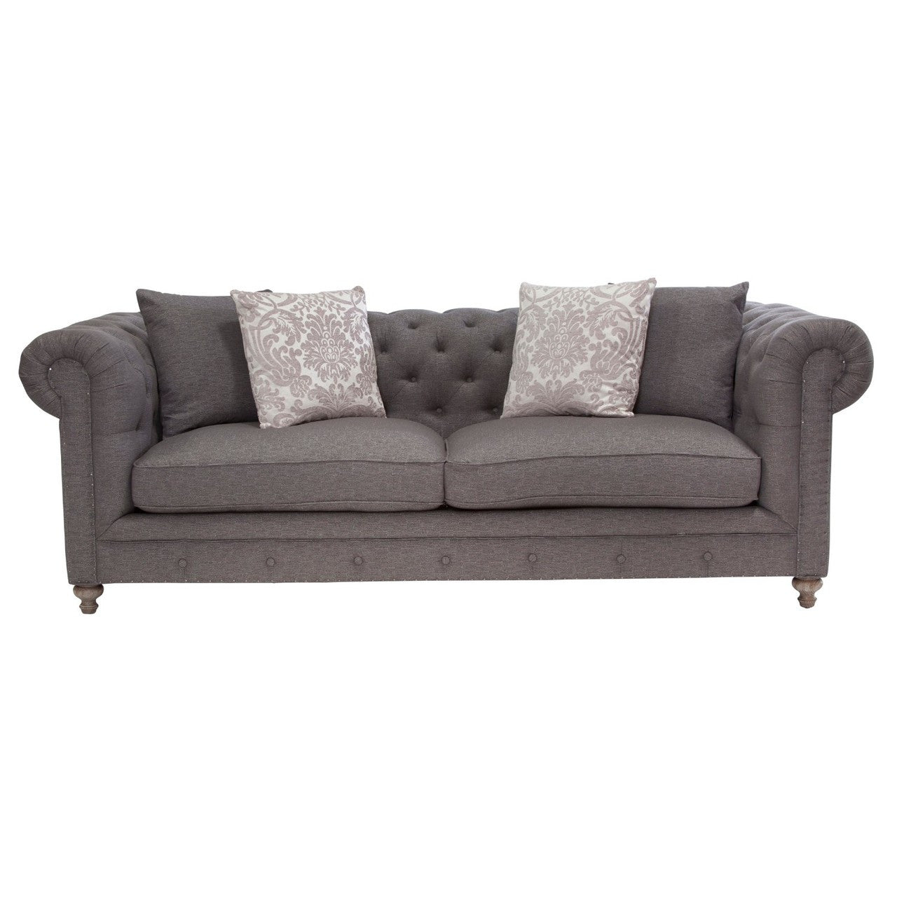 Chesterfield style Alice Charcoal Tufted Sofa 104"