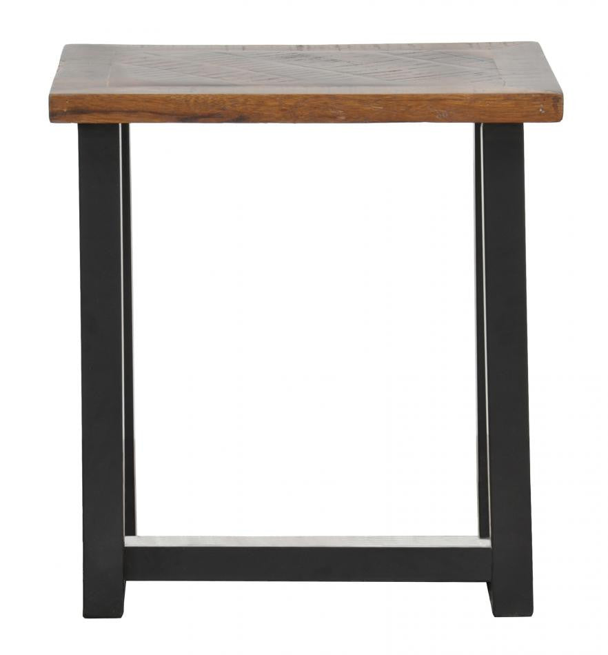 Loft Geometric Metal Base Wood End Table