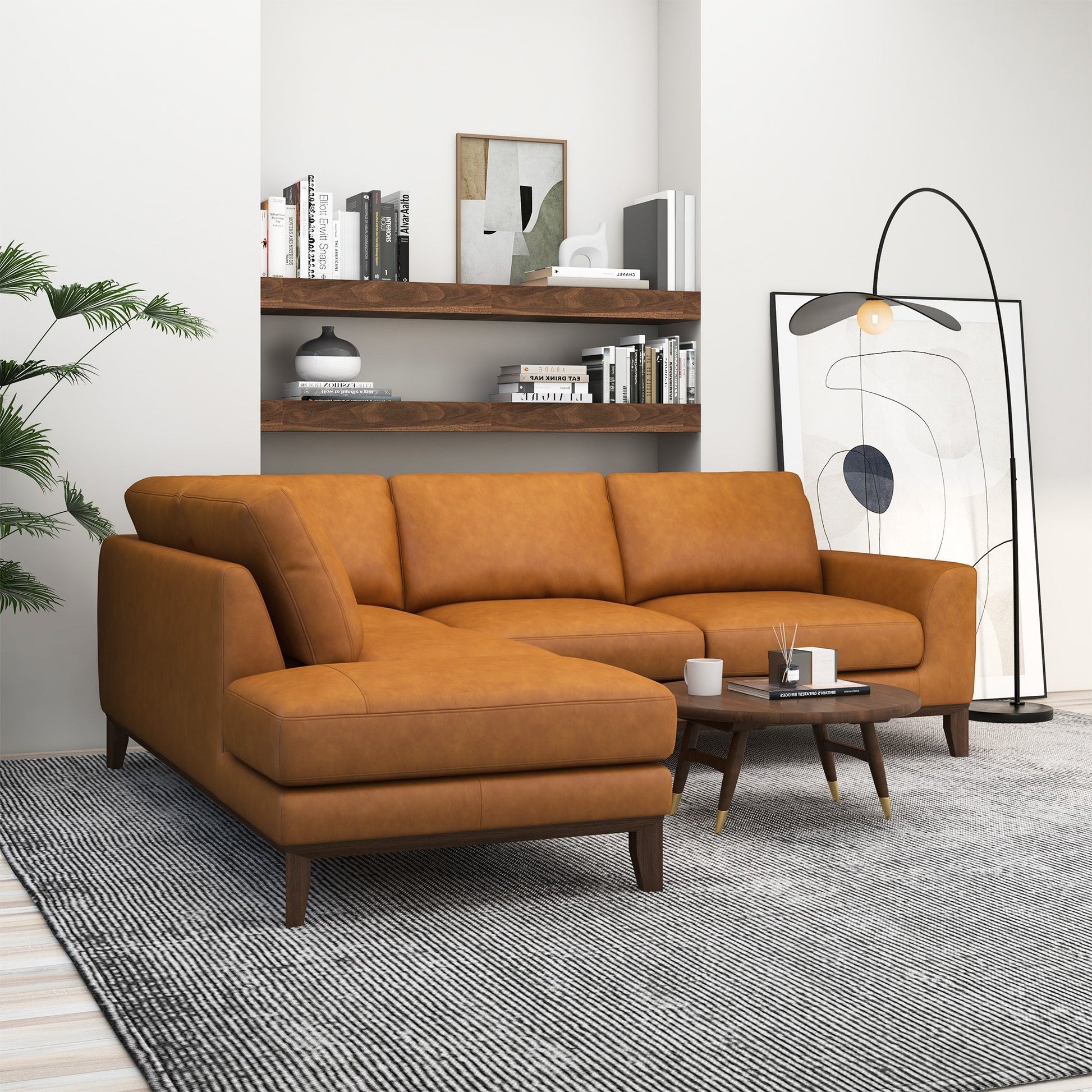 London Modern Premium Genuine Leather Left-Facing Sectional Sofa